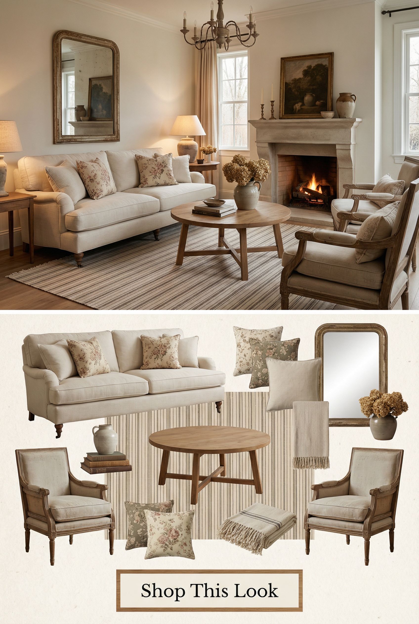 A Timeless French Country Living Room That Feels Warm, Elegant, and Effortlessly Cozy (Moodboard)