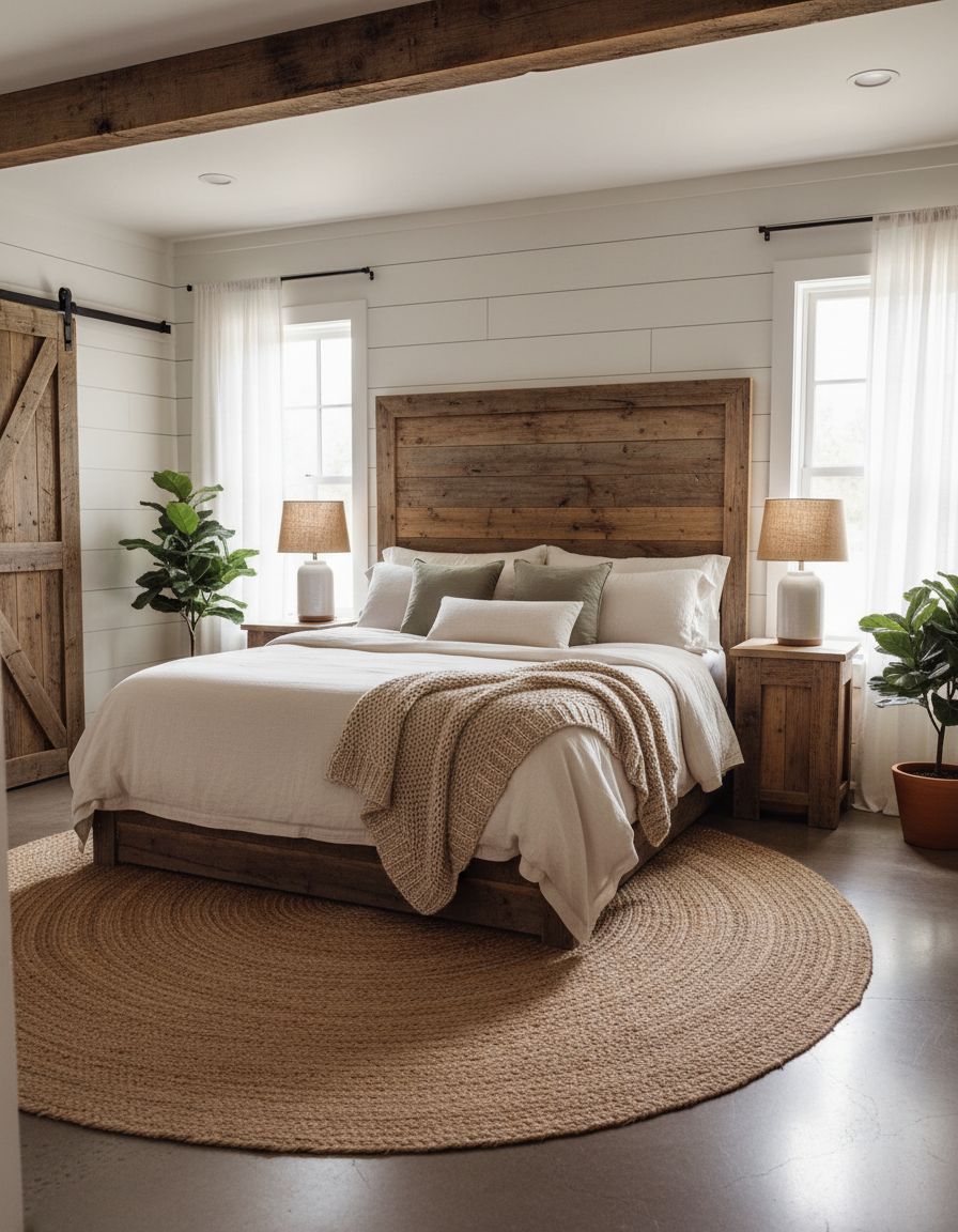 Rustic Farmhouse Bedroom with Reclaimed Wood