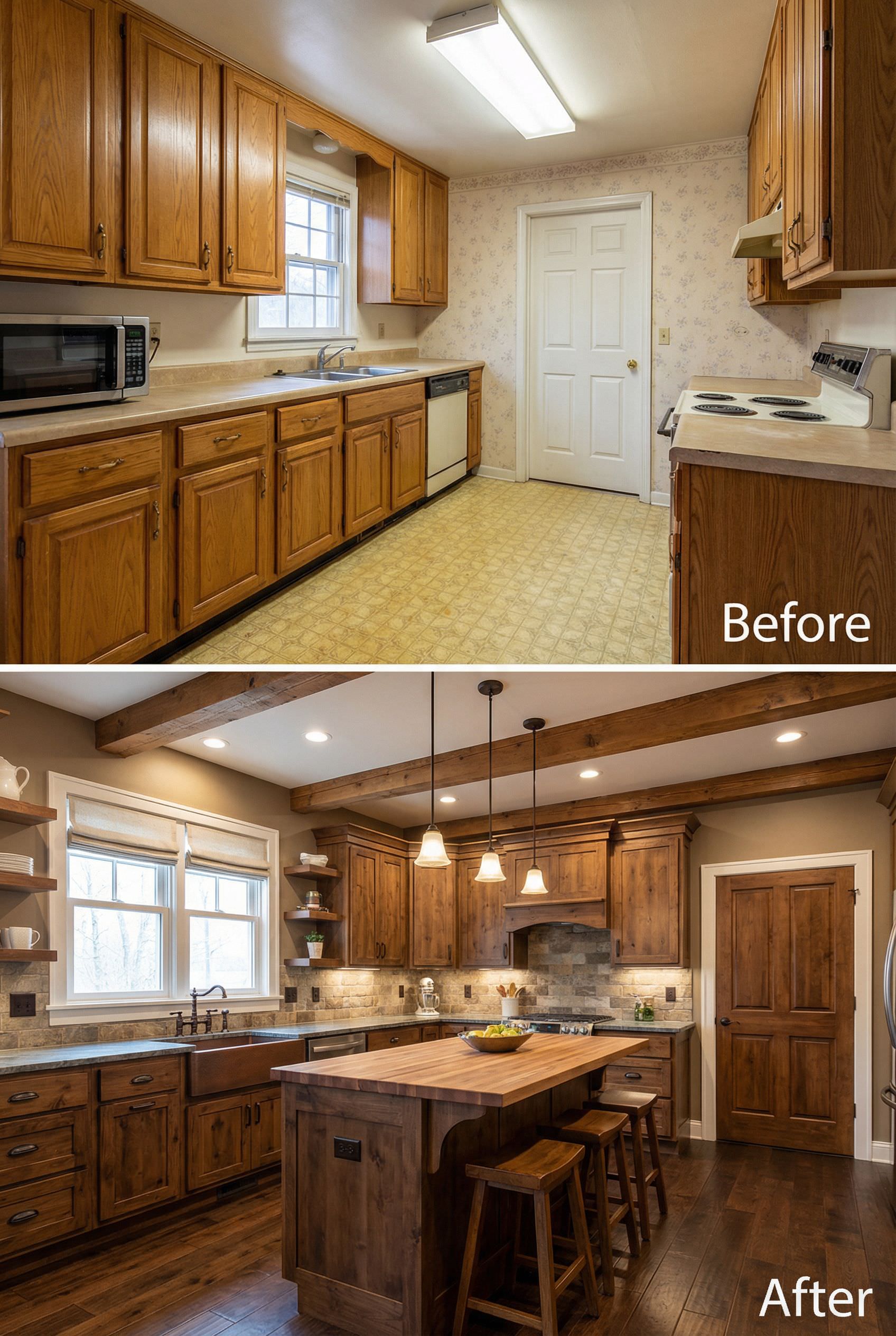 From Builder-Grade to Rustic Elegance: A Stunning Farmhouse Kitchen Transformation