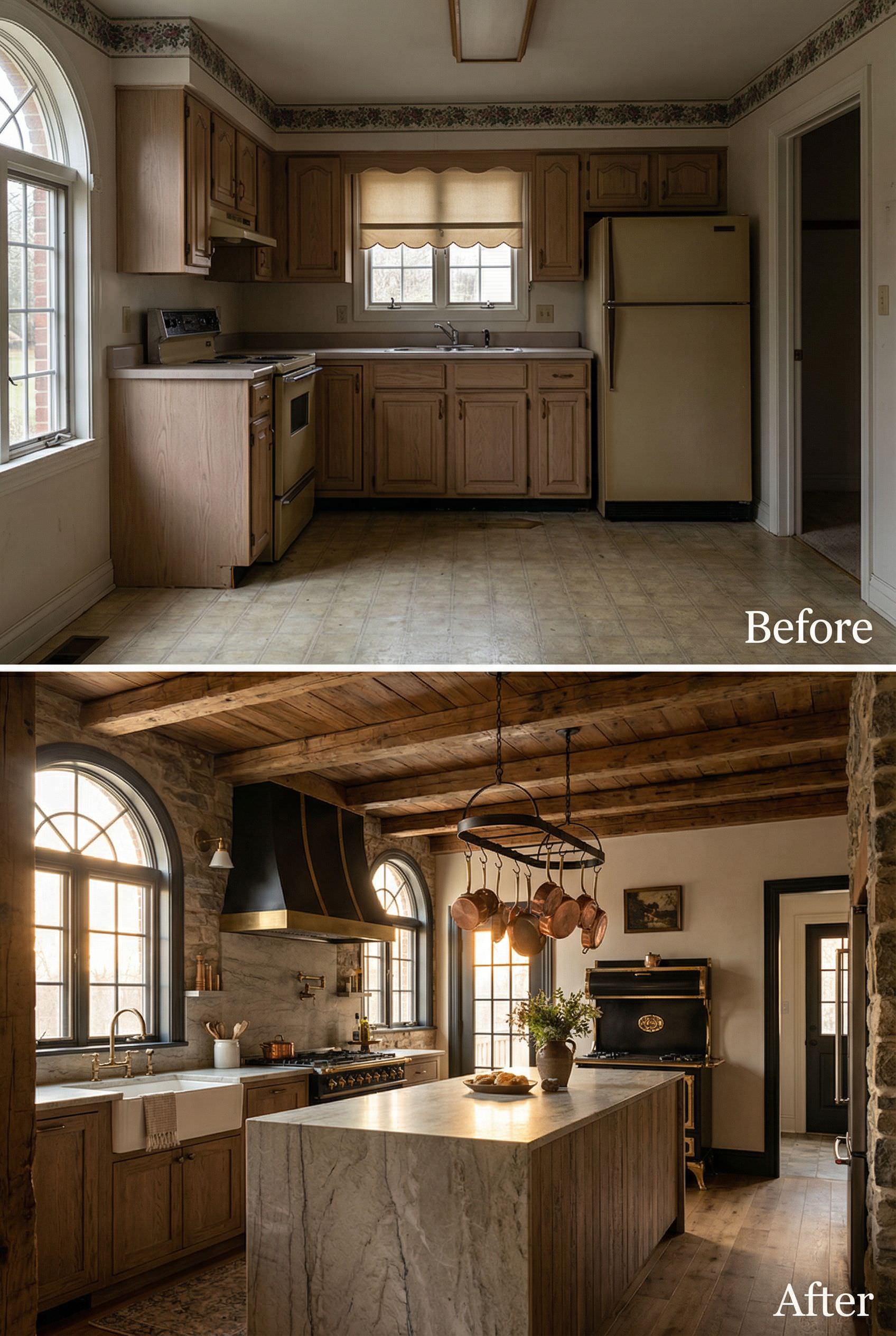 Tired 70s Kitchen Transformed Into a European Farmhouse Showpiece