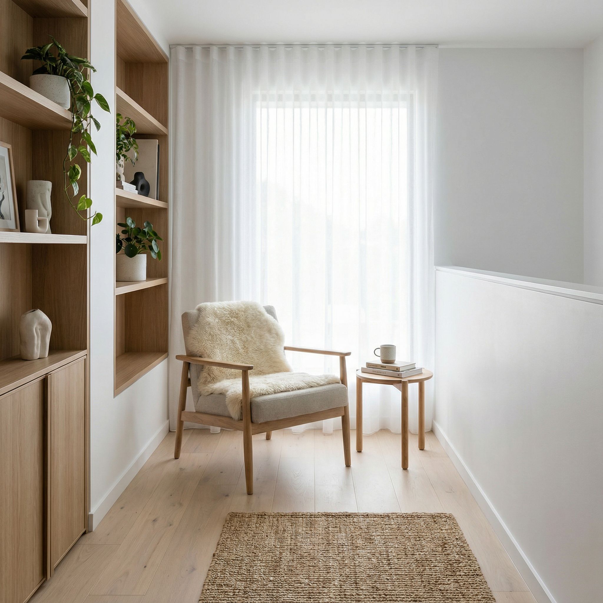 Scandinavian Landing Reading Area Design