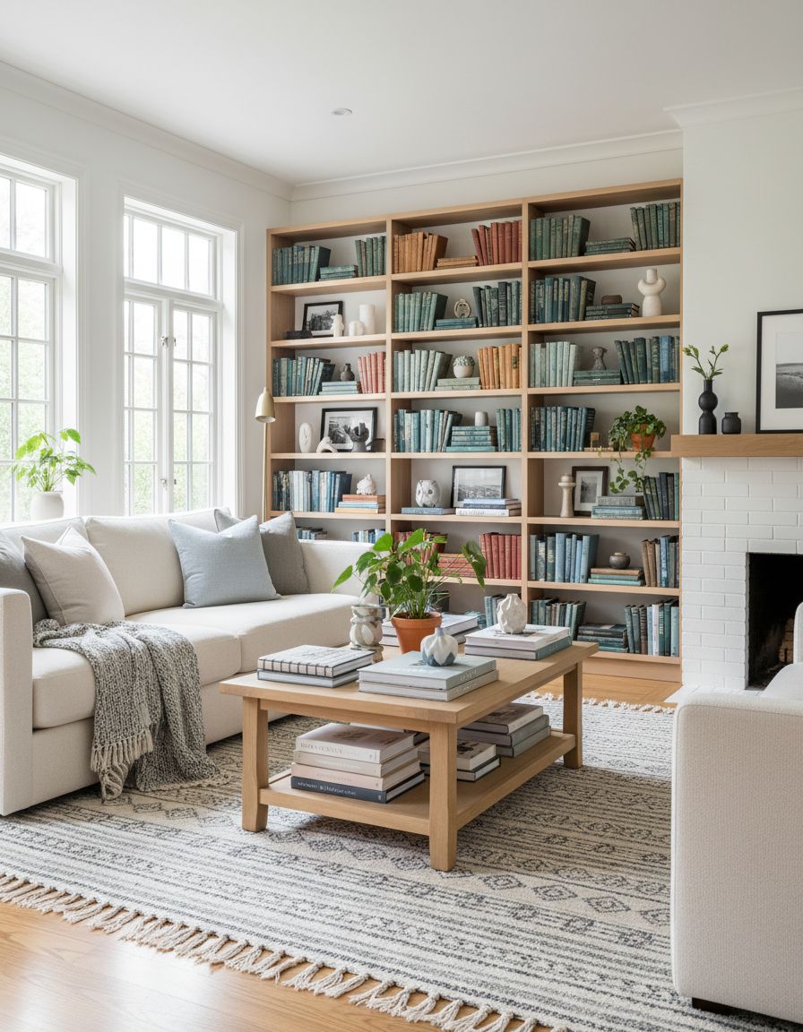 Scandinavian Living Room with Book Styling