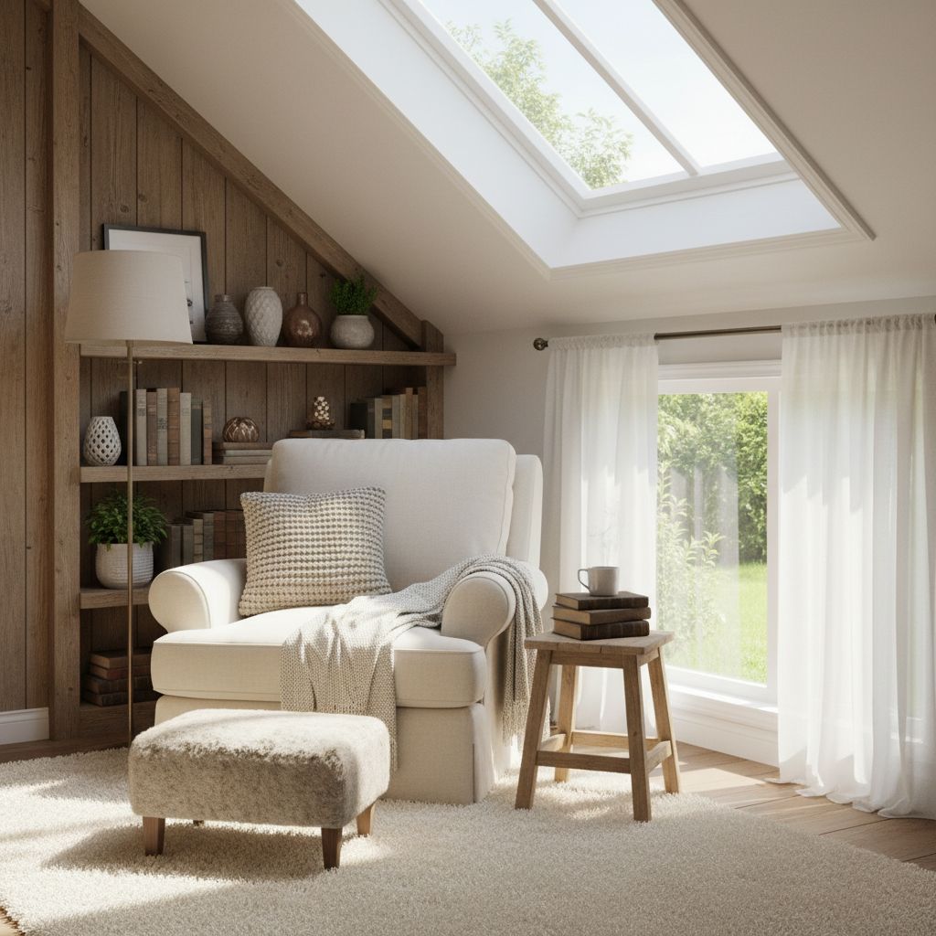 Skylight Cozy Primary Bedroom Reading Nook Design