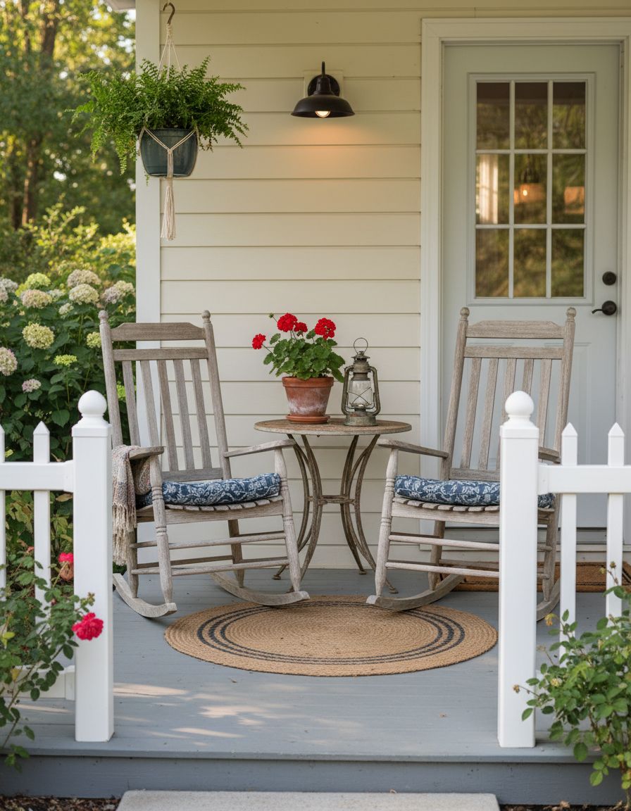 Small Front Porch with Vintage Rocking Chairs