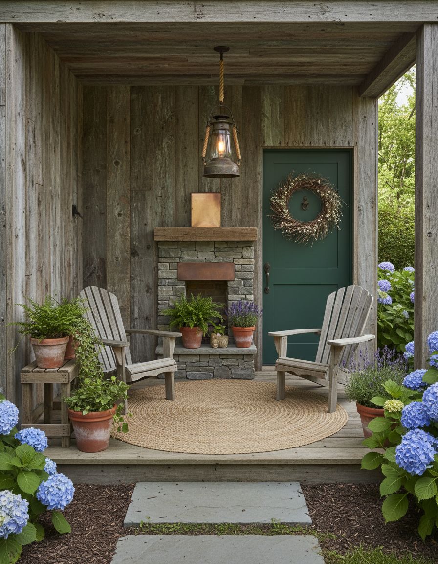 Small Porch Featuring Reclaimed Wood Elements