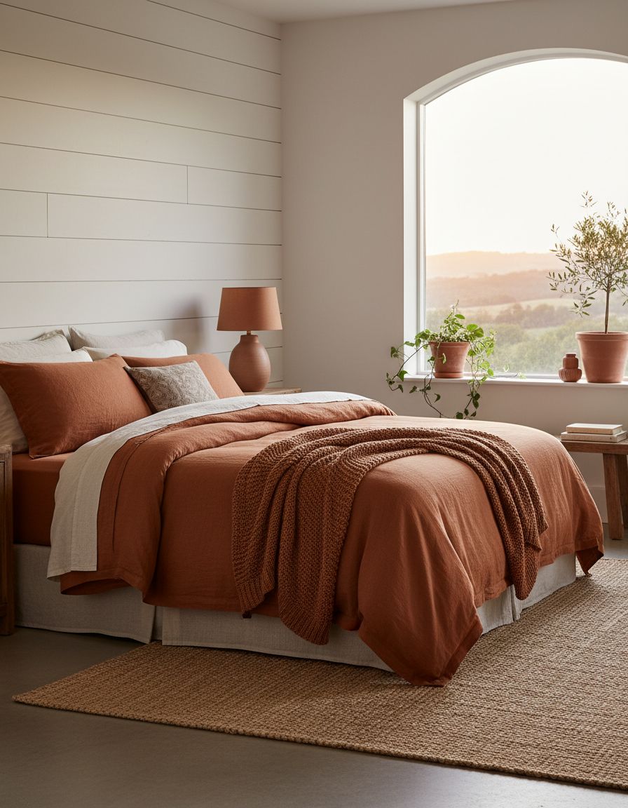 Terracotta Tones Farmhouse Bedroom Warmth