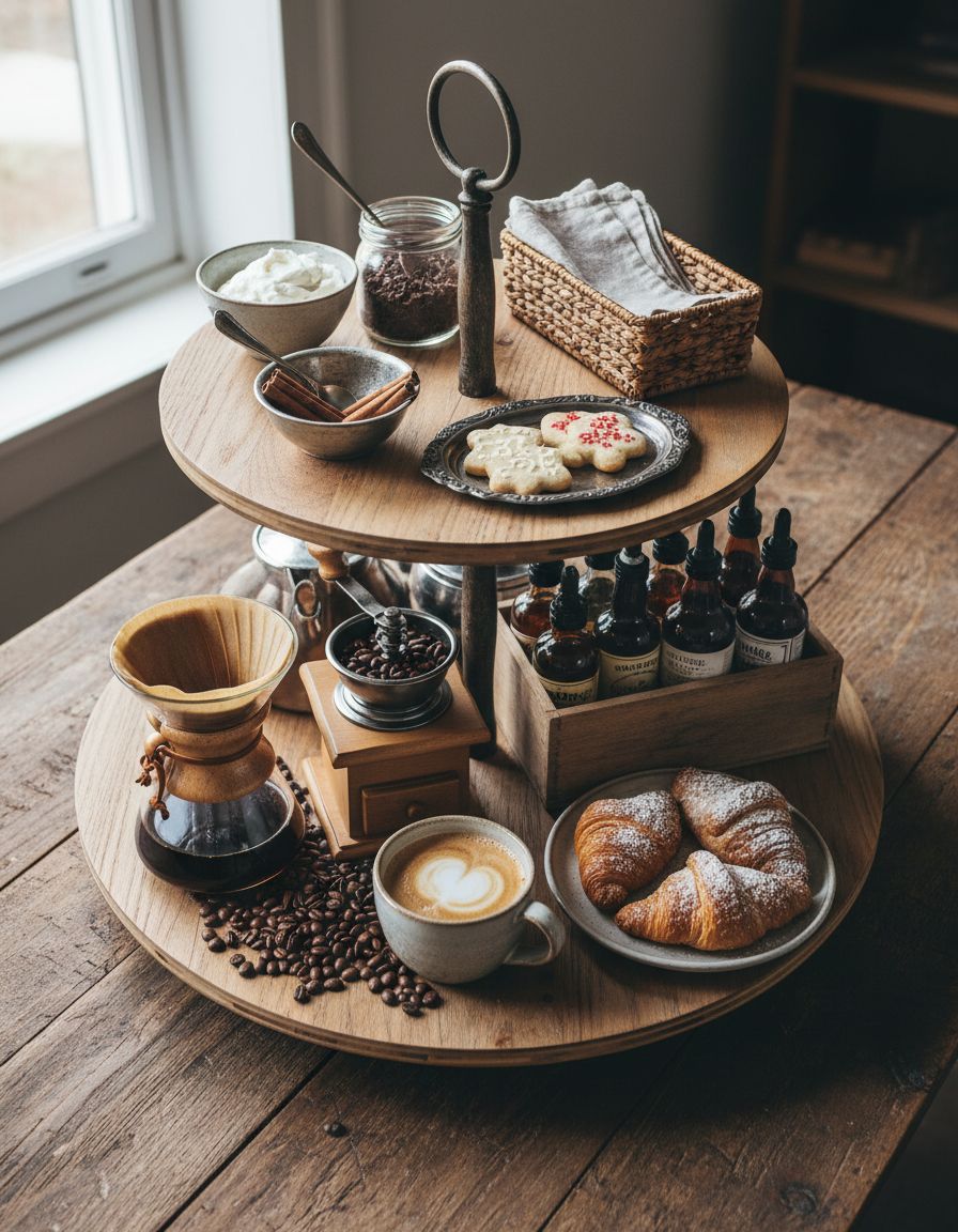 Two-Tier Lazy Susan Coffee Station