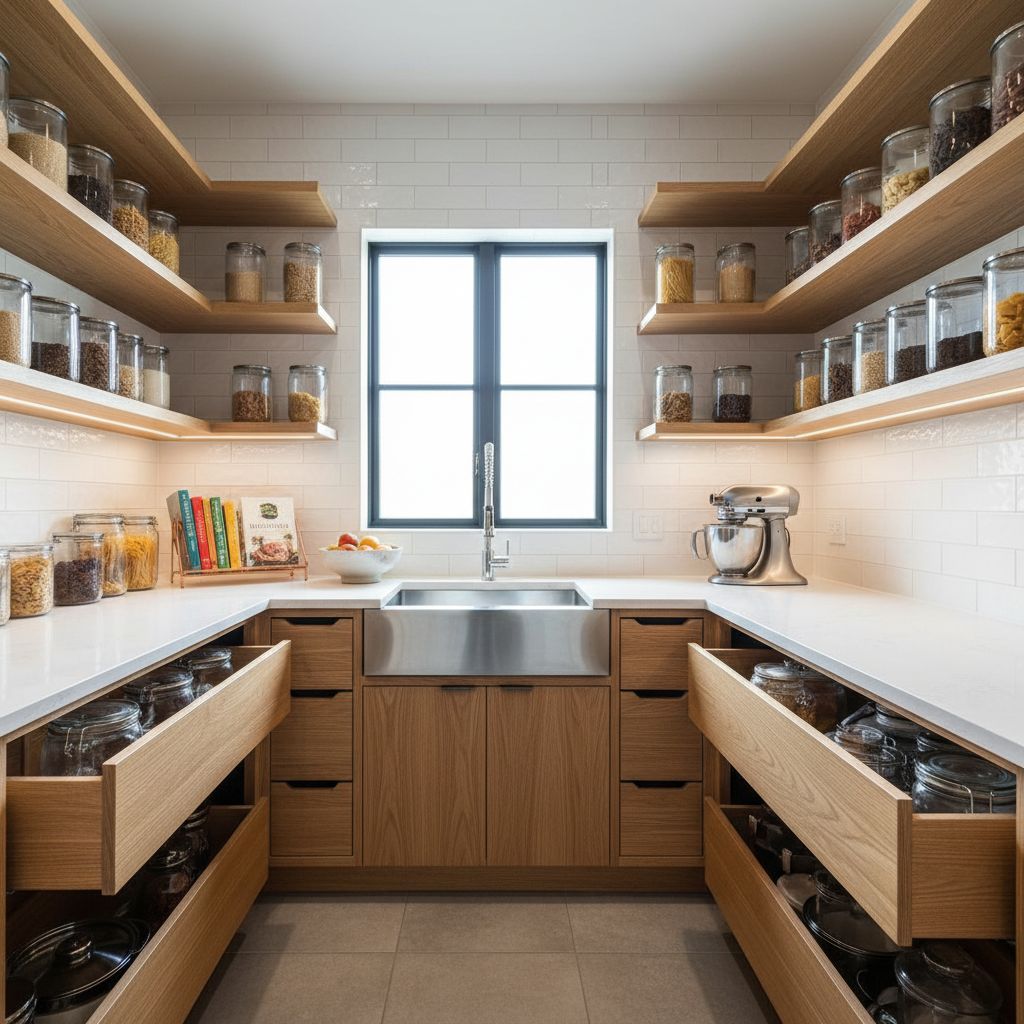 Walk-in Kitchen Pantry with Countertop