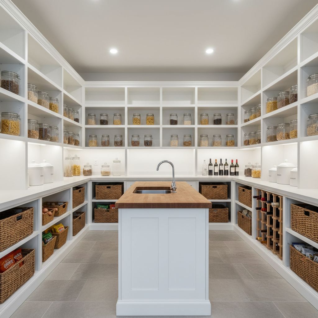 White Bright Walk-in Kitchen Pantry