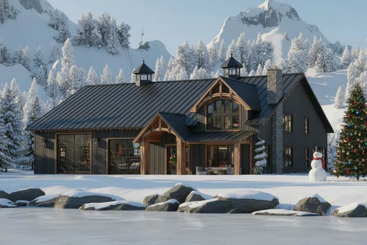 Barndominium-Style 4-Bedroom Modern Farmhouse with Front Porch and Balcony Loft (Floor Plan)