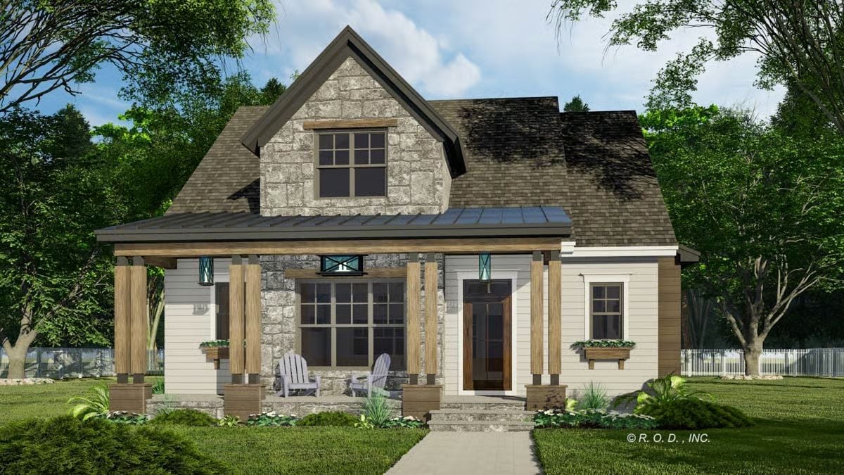 Rustic 3-Bedroom Craftsman with Bonus Expansion and Dual Porches (Floor Plan)