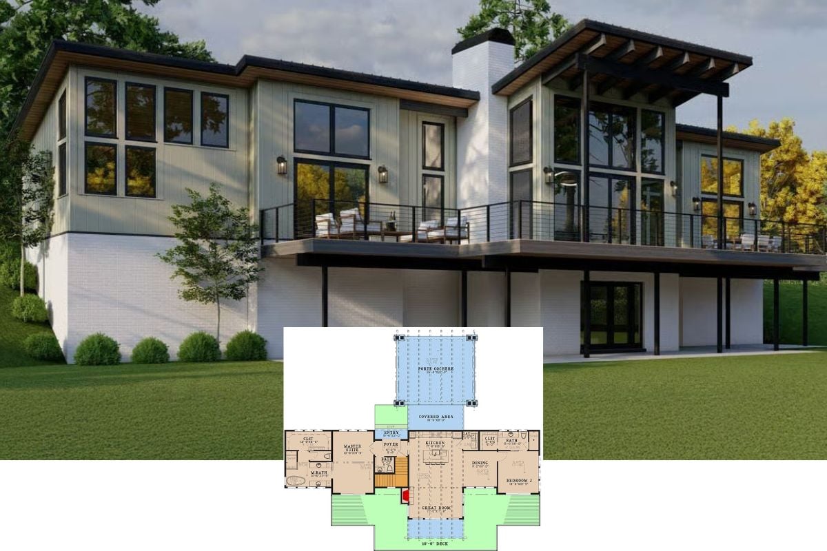 2-Bedroom Contemporary Mountain Home with Front Porch and Optional Basement (Floor Plan)