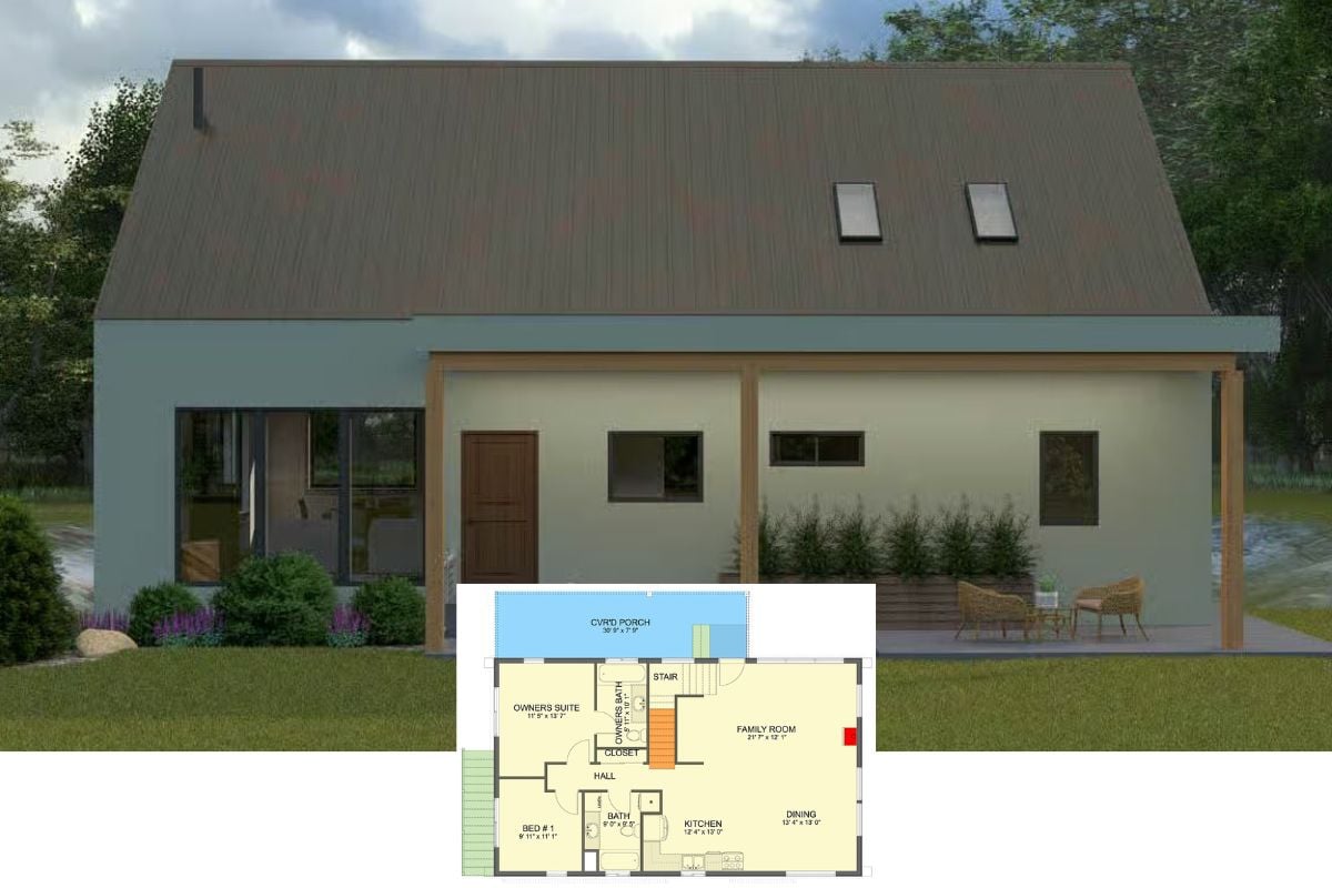 2-Bedroom Modern Scandinavian Home with Bonus Room and Walkout Garage (Floor Plan)