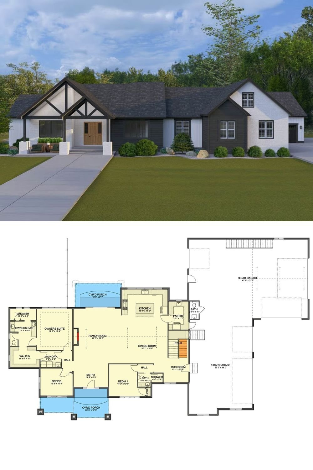 Ranch-Style 2-Bedroom Home with Bonus Room and Optional Basement (Floor Plan)