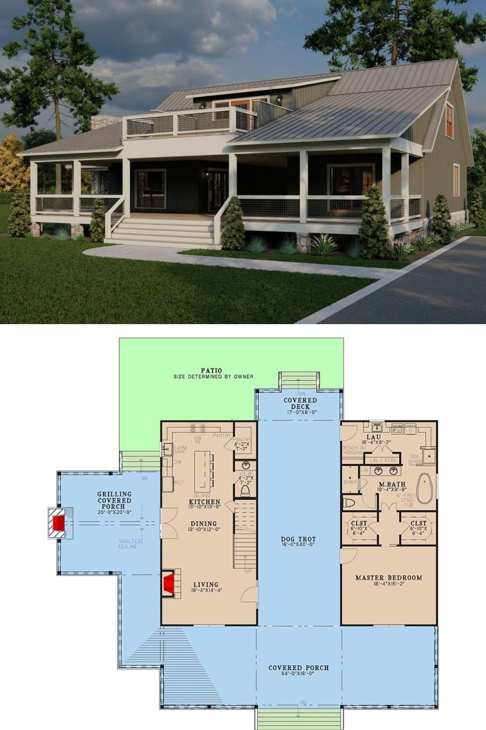 Coastal 3-Bedroom Low Country Home with Balcony and Grand Porches (Floor Plan)