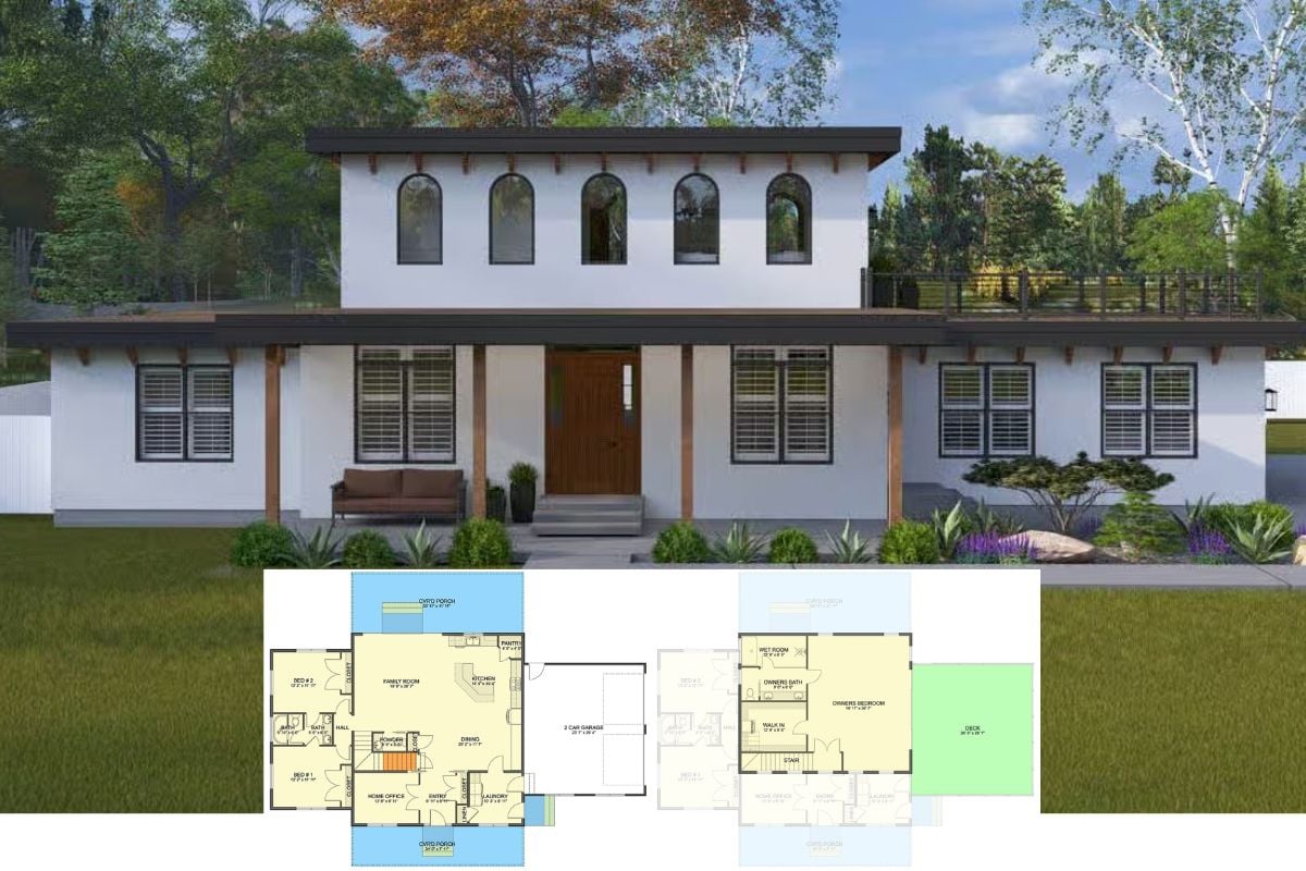 3-Bedroom Mediterranean Home with Jack & Jill Bath and Basement Expansion (Floor Plan)