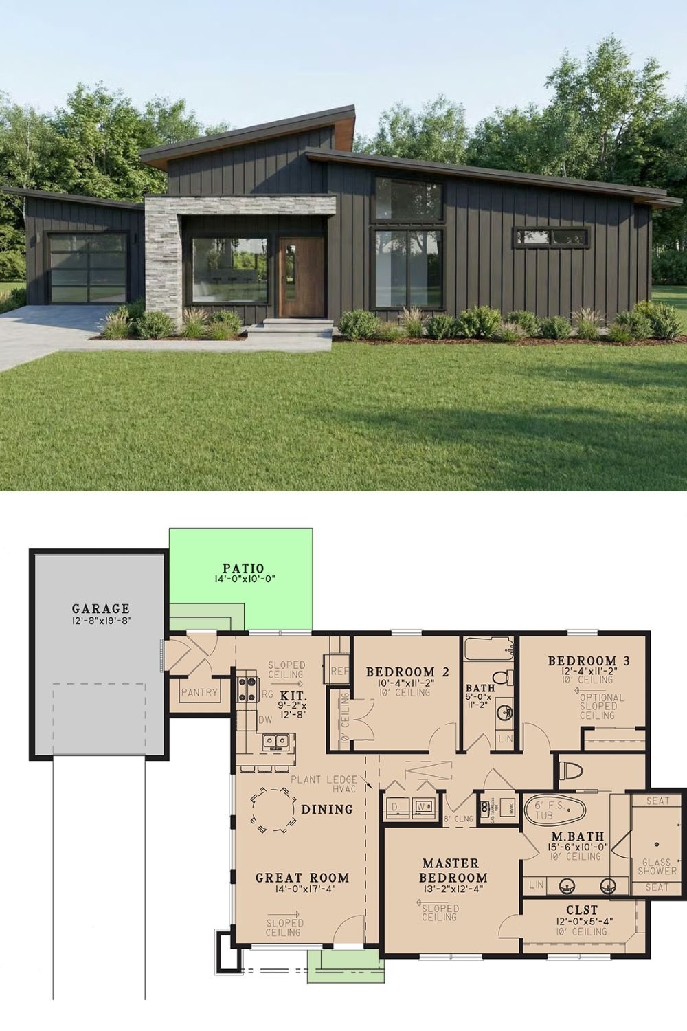 Modern-Style Home with 3 Bedrooms and Open-Concept Living (Floor Plan)