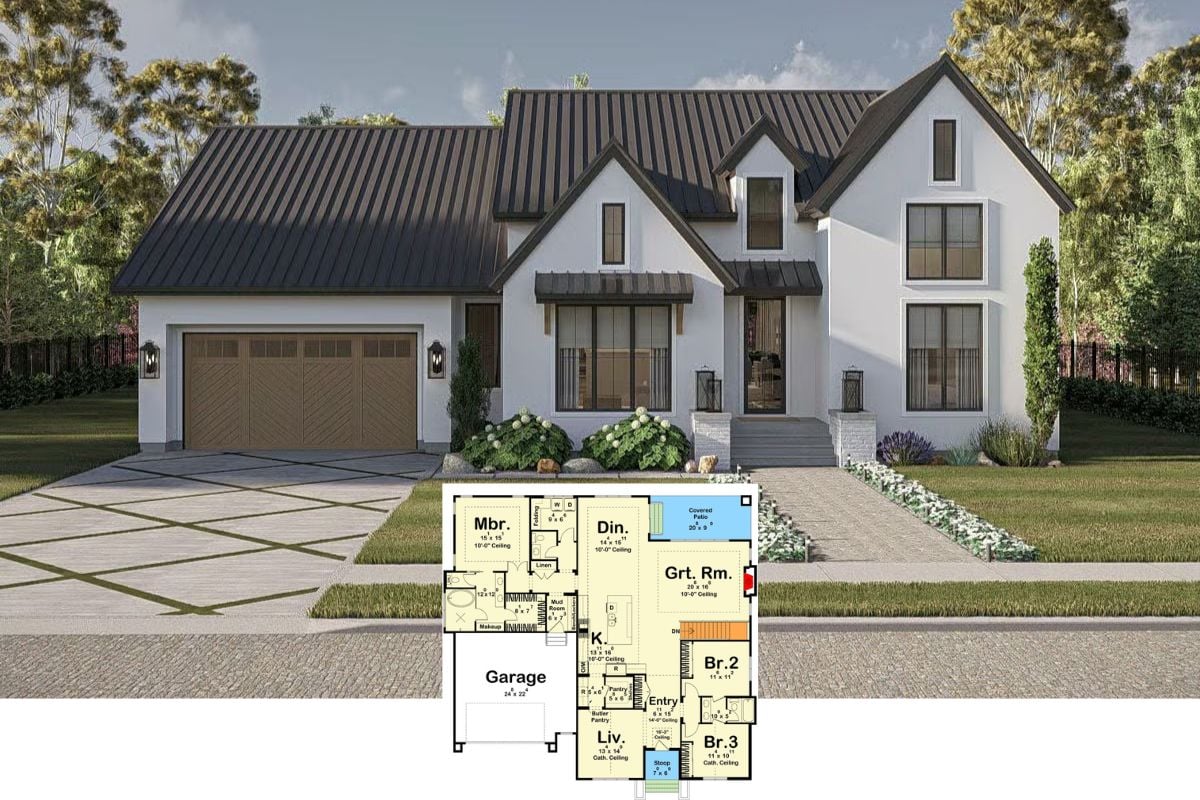 Transitional 3-Bedroom New American Home with Jack & Jill Bath and Lower-Level Expansion (Floor Plan)
