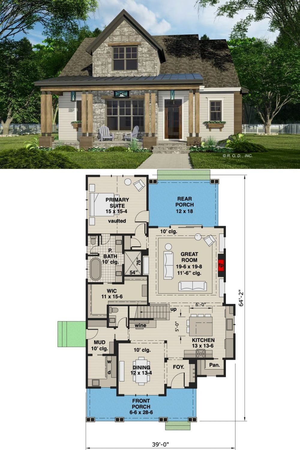 Rustic 3-Bedroom Craftsman with Bonus Expansion and Dual Porches (Floor Plan)