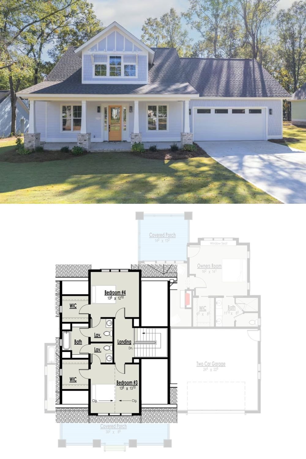 4-Bedroom Modern Farmhouse with Double Garage and Jack & Jill Bath (Floor Plan)