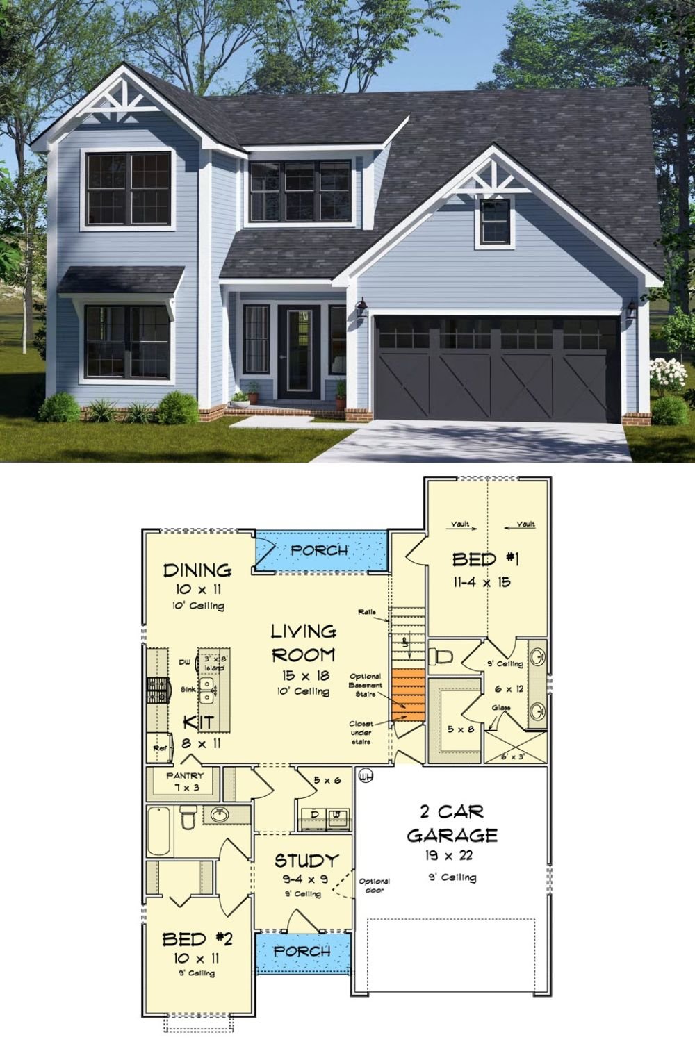 4-Bedroom Traditional Home with Loft and Double Garage (Floor Plan)