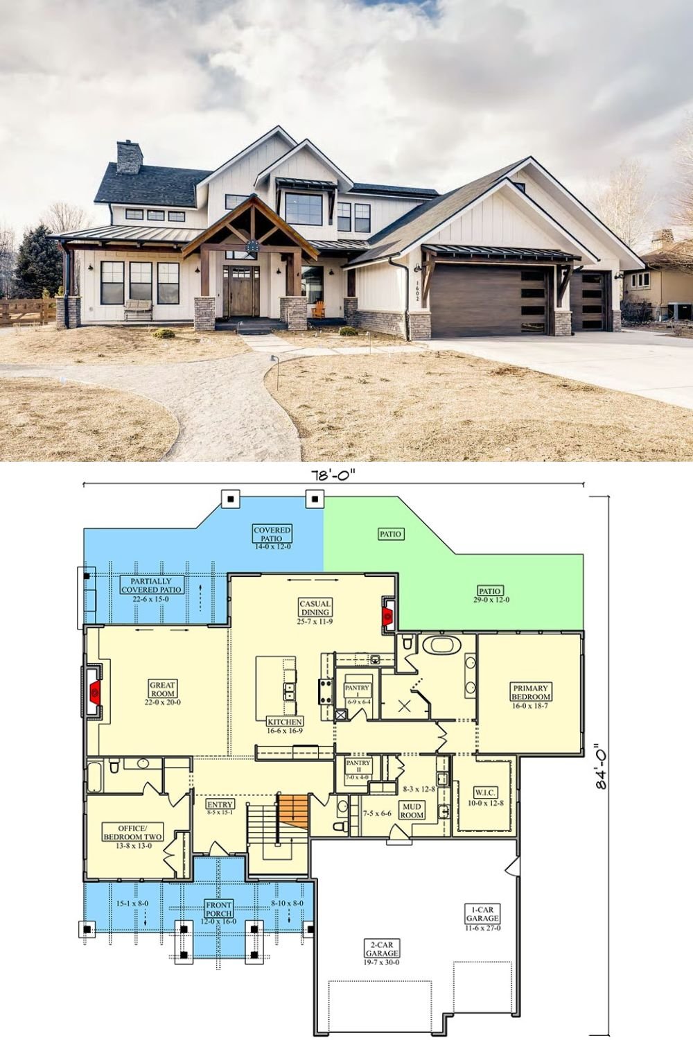 5-Bedroom Modern Farmhouse with Loft and Balcony (Floor Plan)