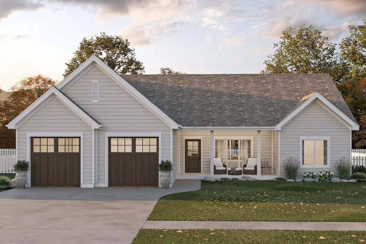 3-Bedroom Country Ranch with Double Garage and Open-Concept Living (Floor Plan)