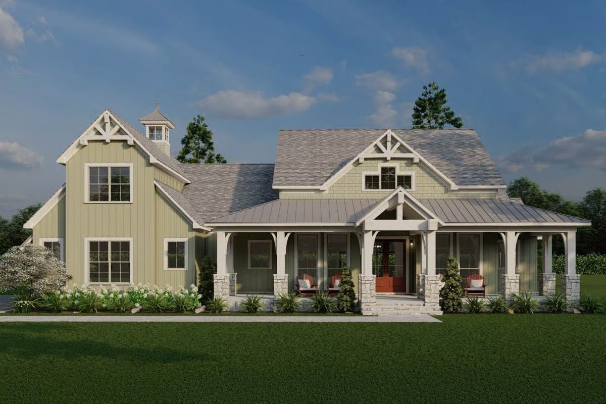 Modern Farmhouse-Style Home with Double Garage and 3 Bedrooms (Floor Plan)