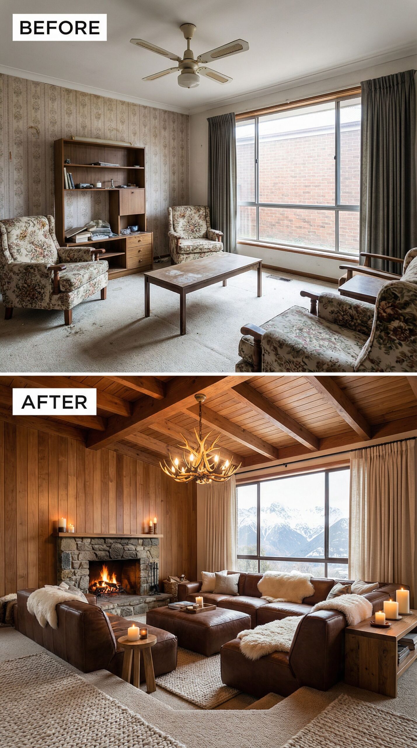 '70s Conversation Pit → Restored Modern Sunken Lounge