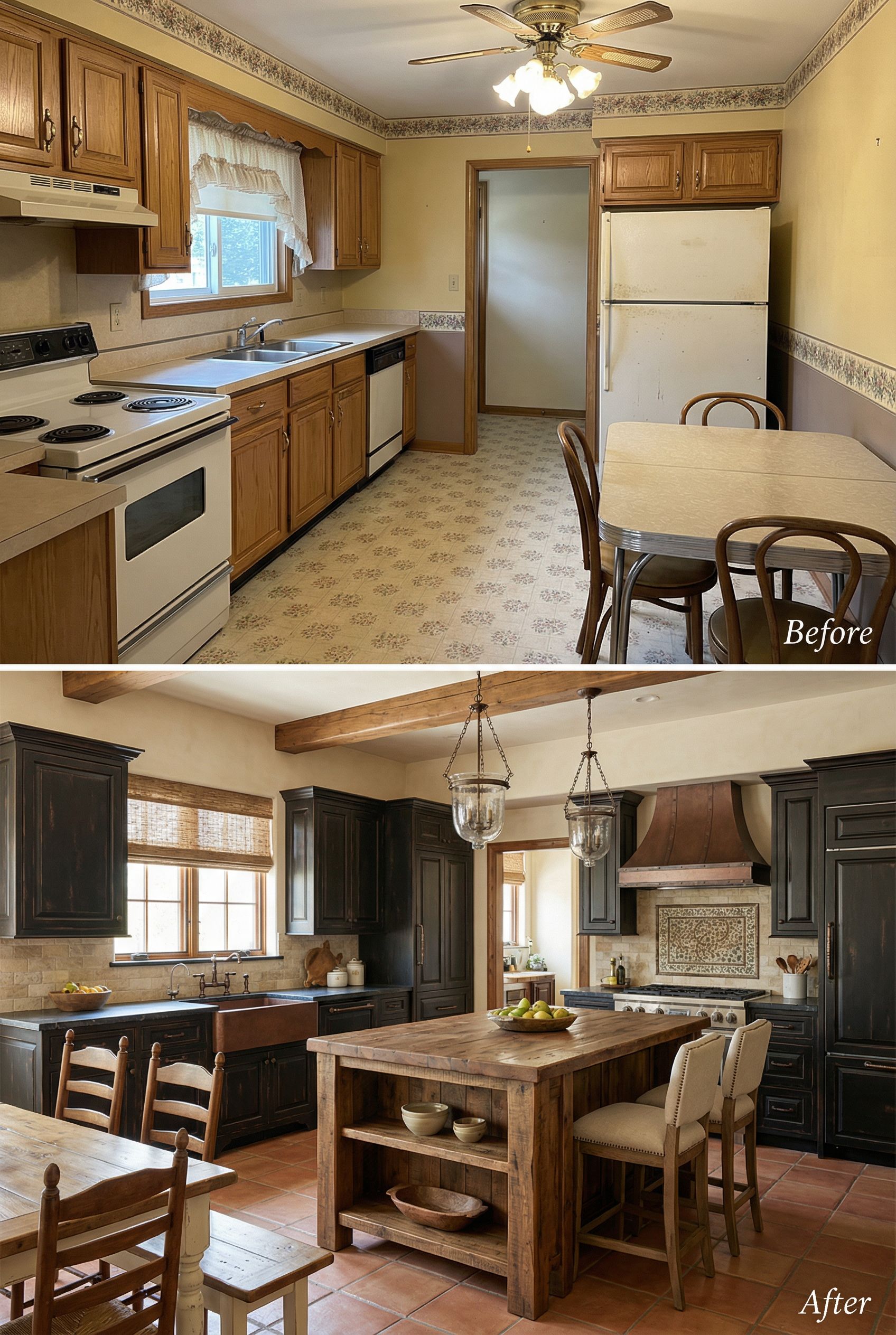 '80s Brass & Laminate Kitchen โ Elegant French Provincial