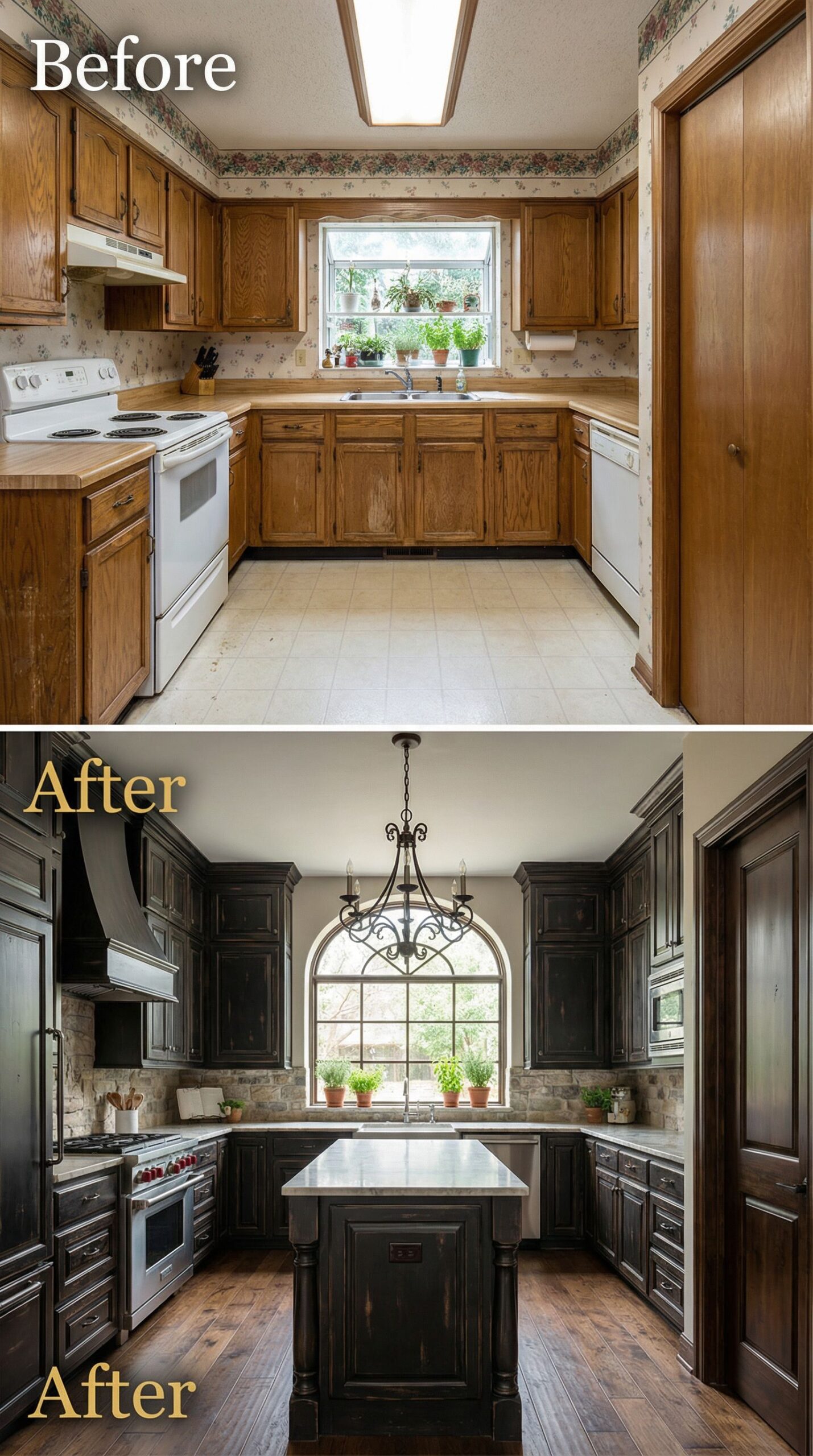 '80s Dropped Ceiling Kitchen → Exposed Beam Character