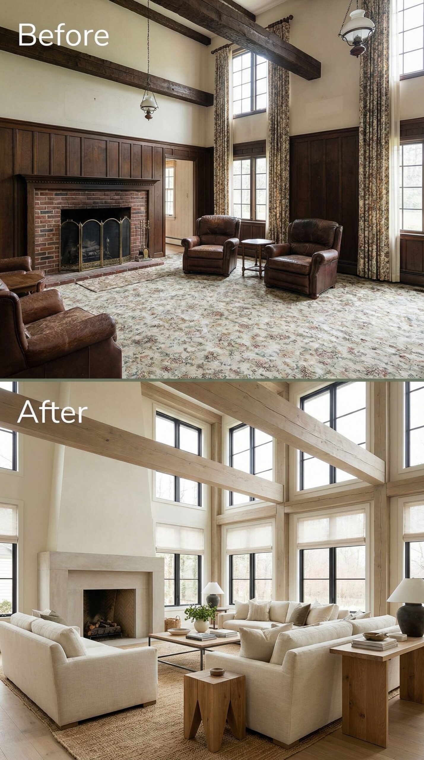 '80s Floral Wallpaper Living Room → Organic Modern Haven