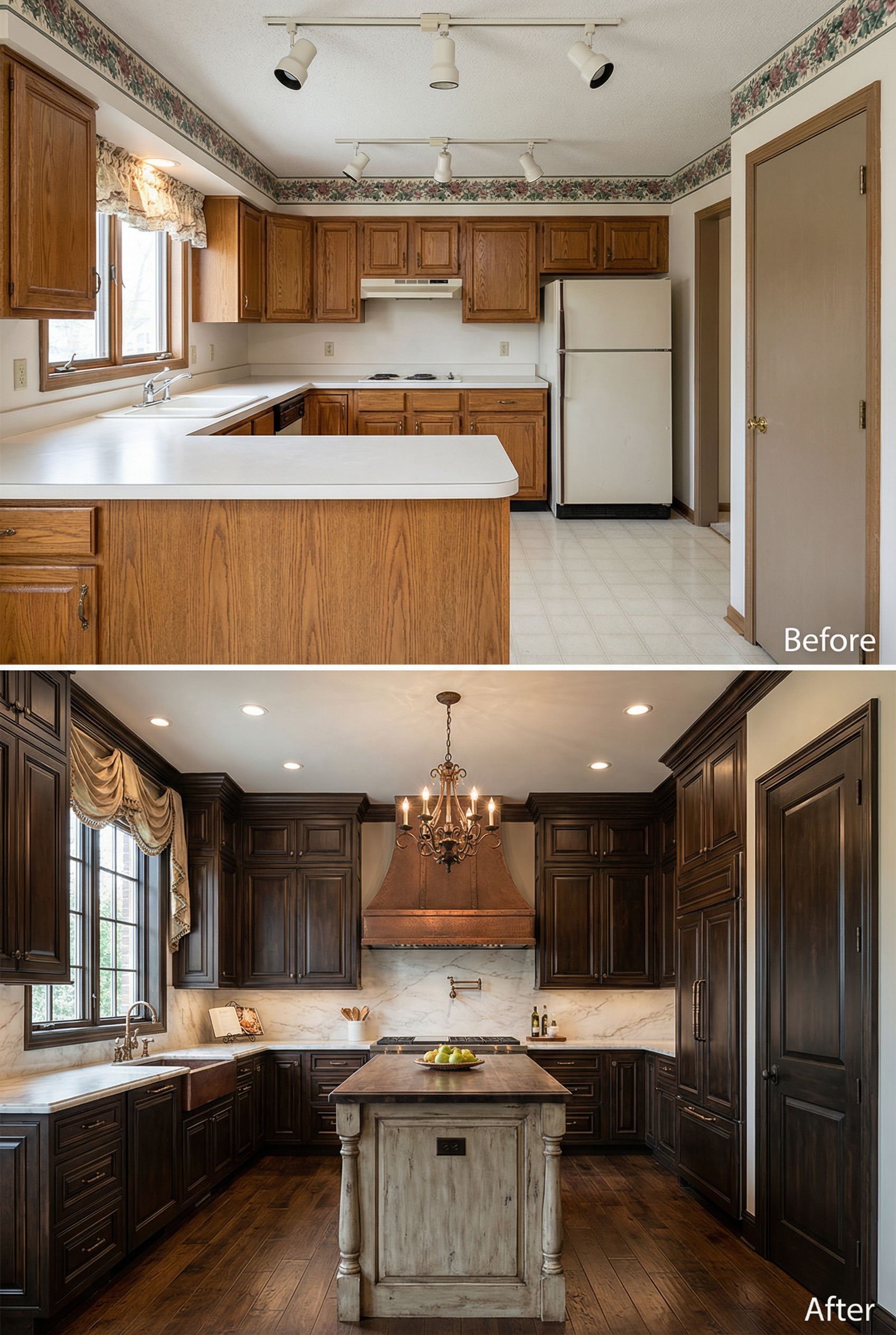 '80s Fluorescent Kitchen → Provence-Inspired Stone Haven
