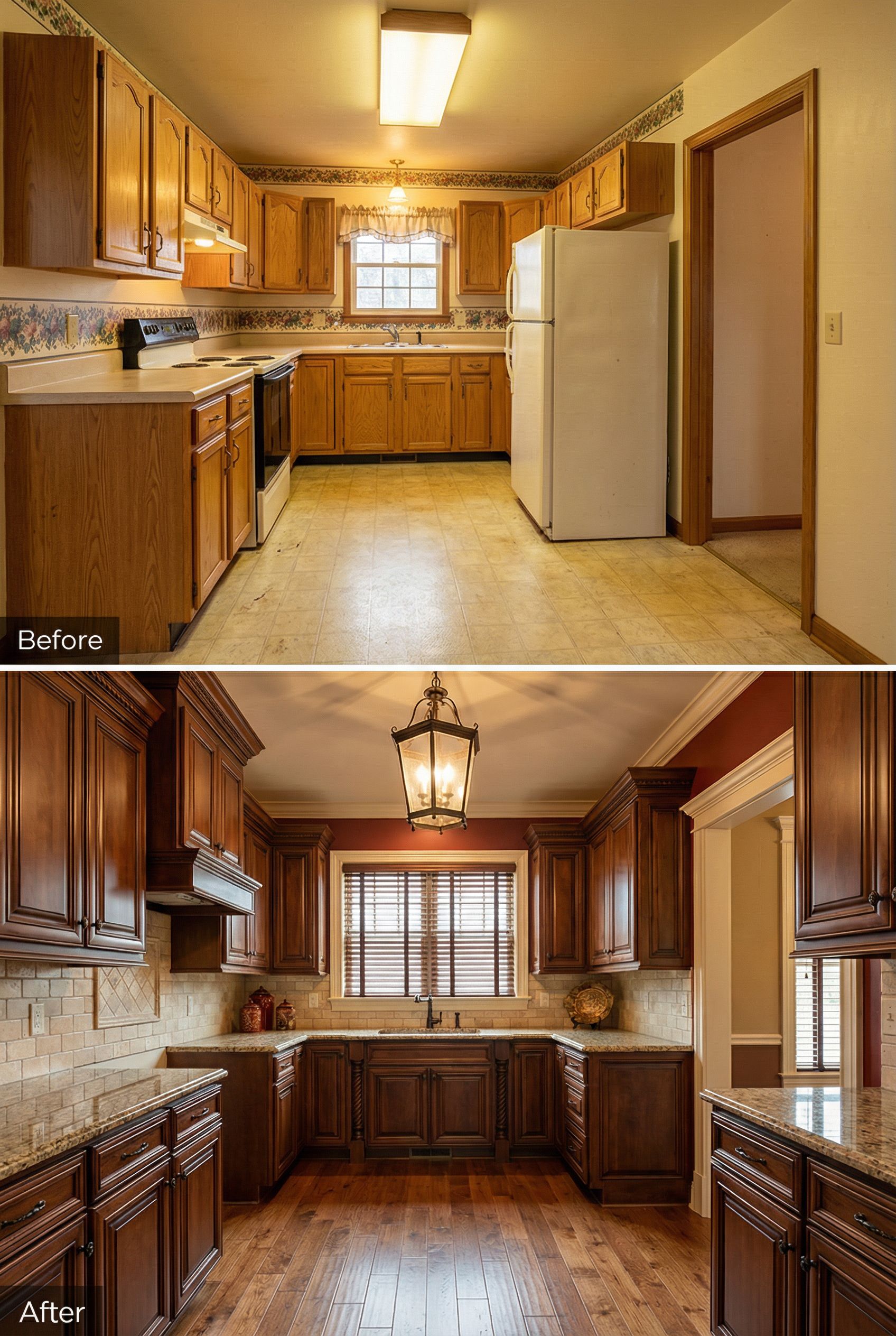 '80s Laminate Kitchen → Tuscan Villa Old World Charm