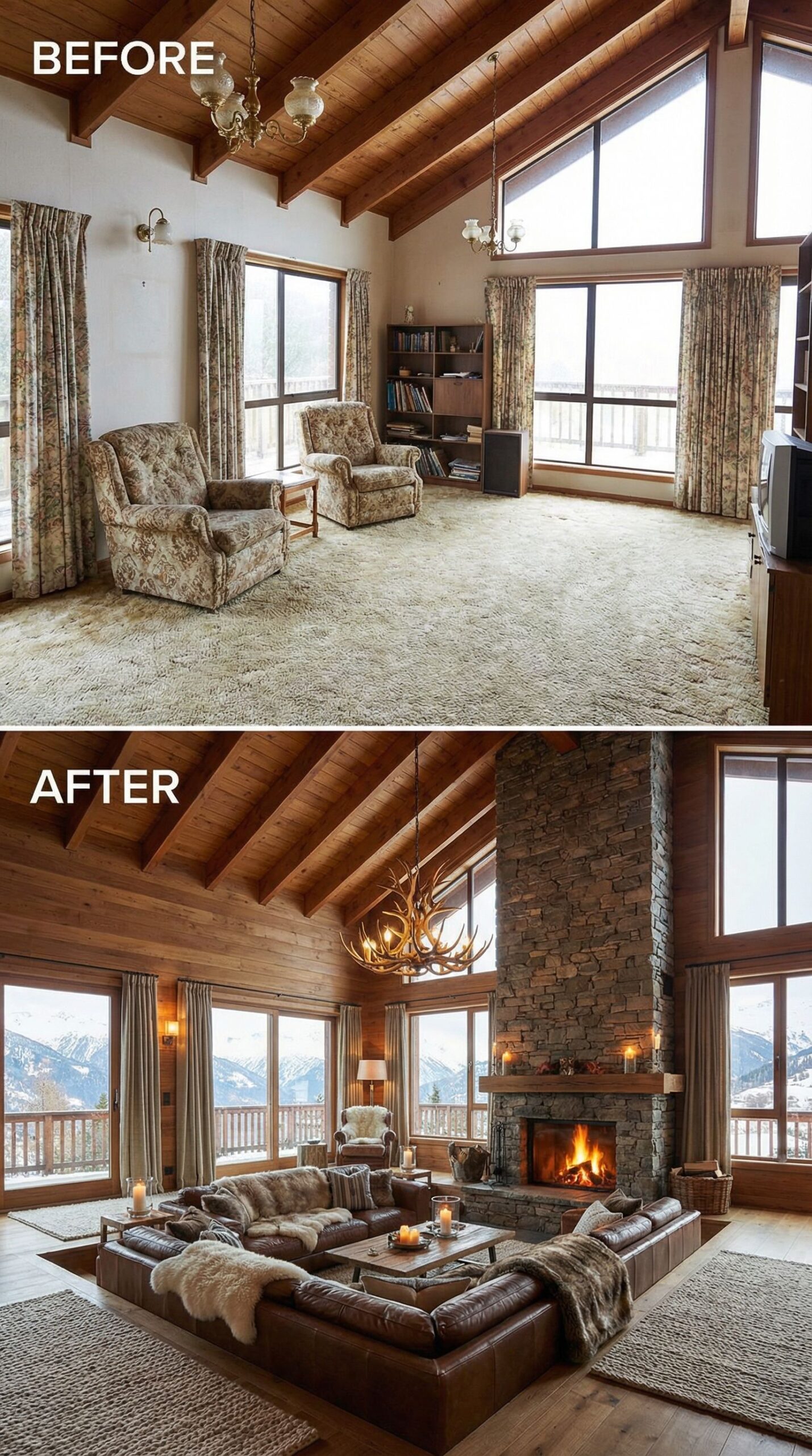 '80s Mauve Living Room → Jewel-Toned Conversation Pit