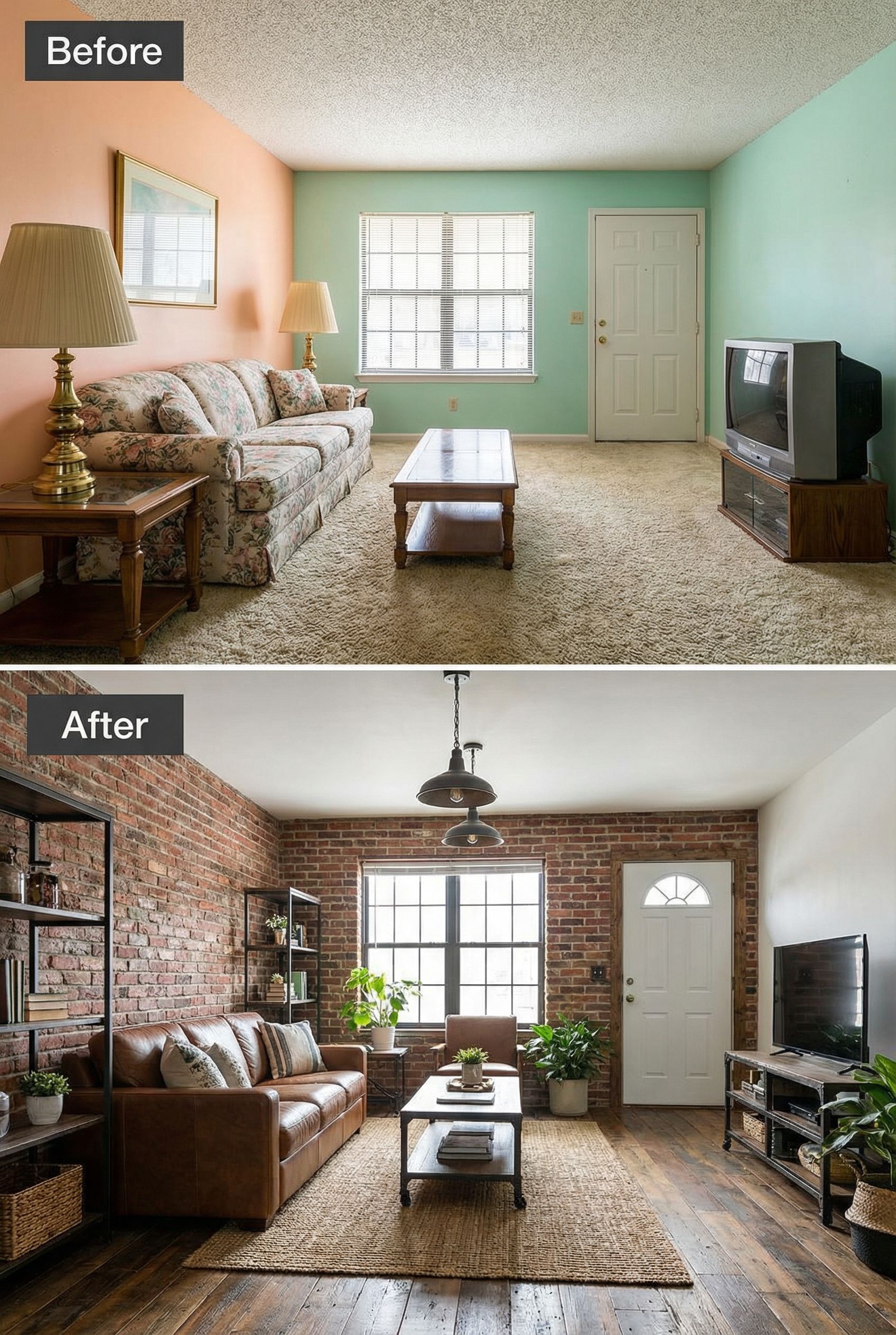 80s Pastel Living Room โ Warm Industrial Rustic Space