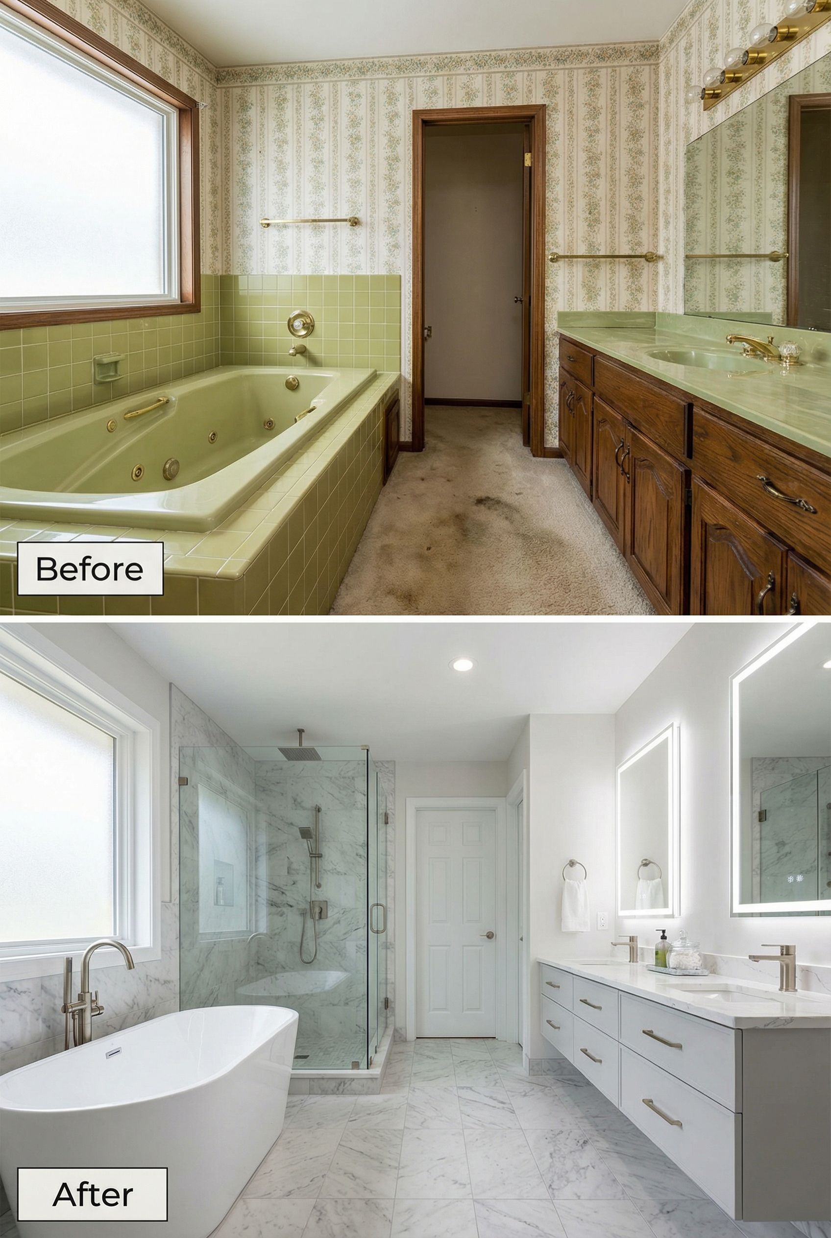 80s Seafoam Green Bath → Organic Modern Spa Haven