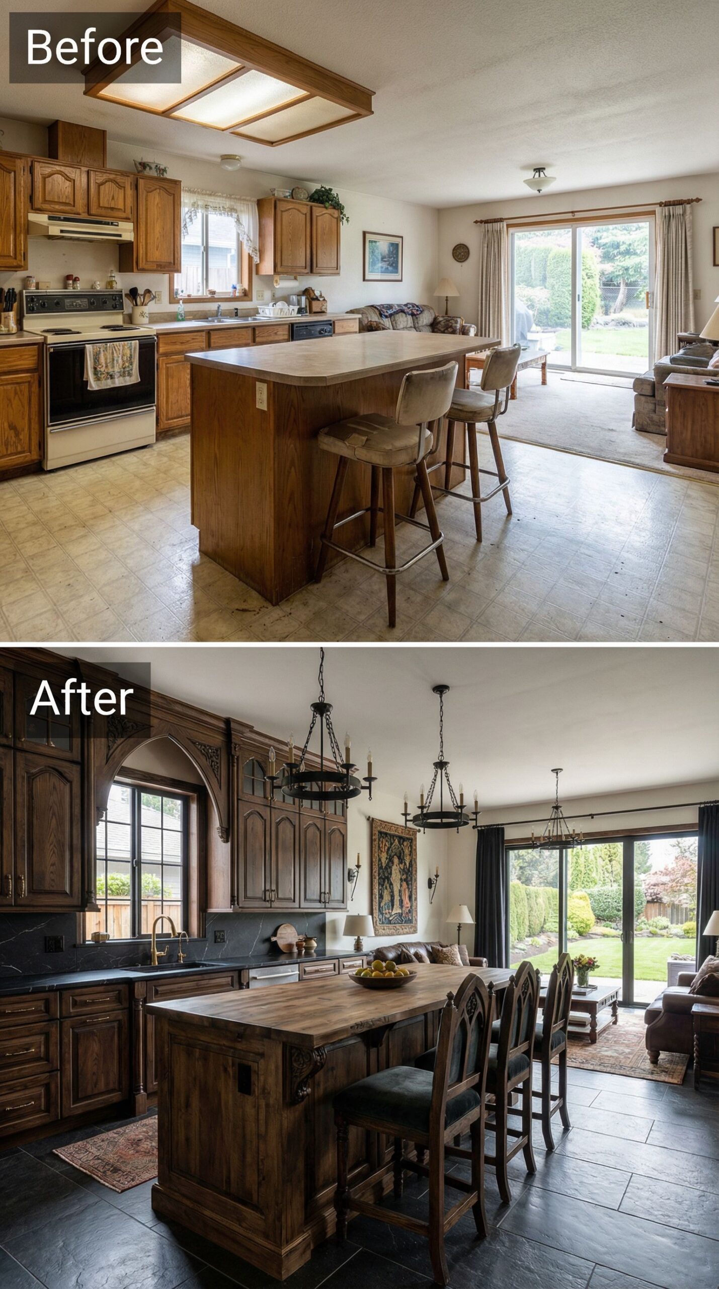 '90s Builder Grade Kitchen → Custom Craftsman Charm