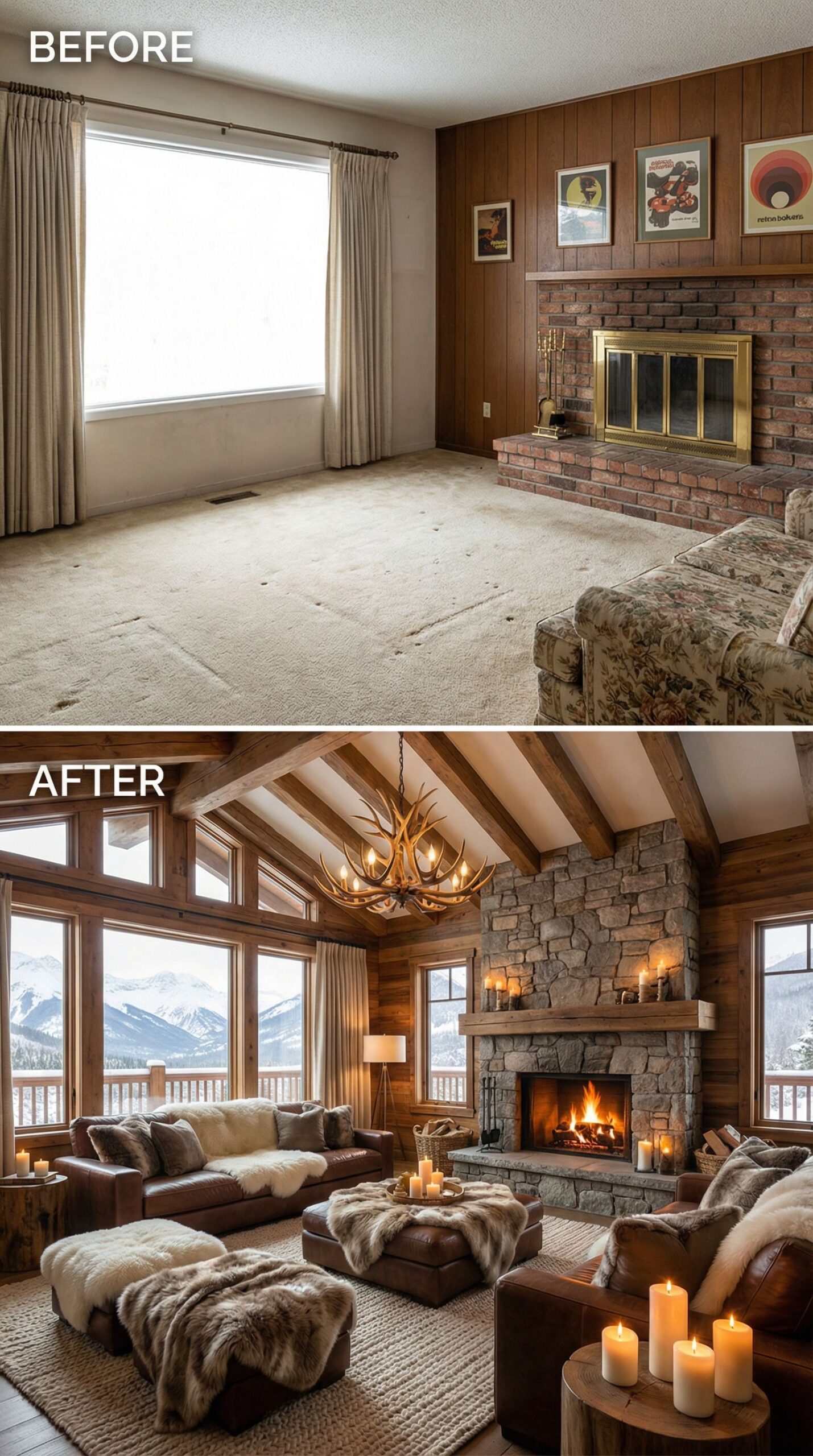 '90s Hunter Green Room → Airy Conversation Pit