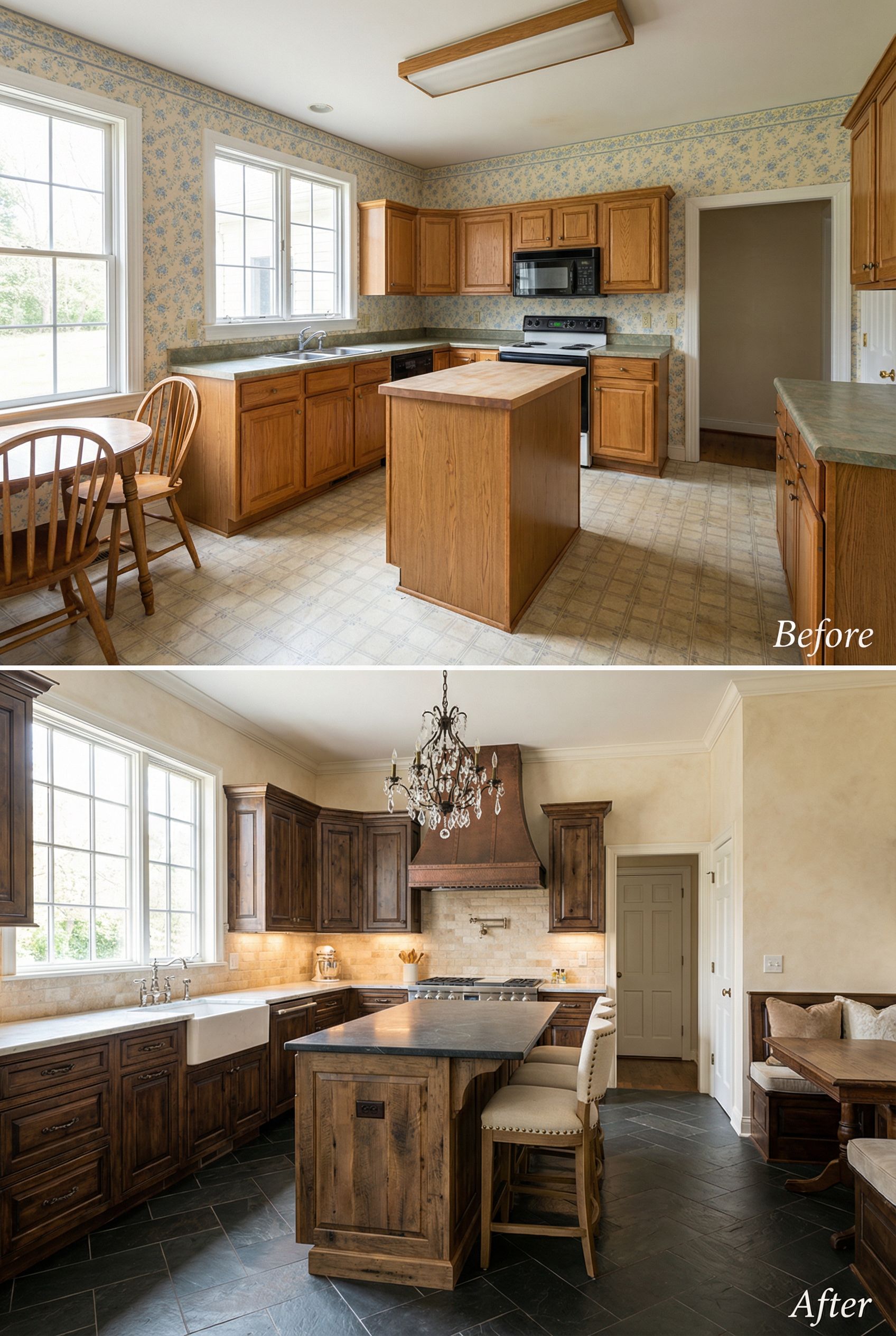 '90s Track Lighting Kitchen → Wrought Iron Tuscan Design