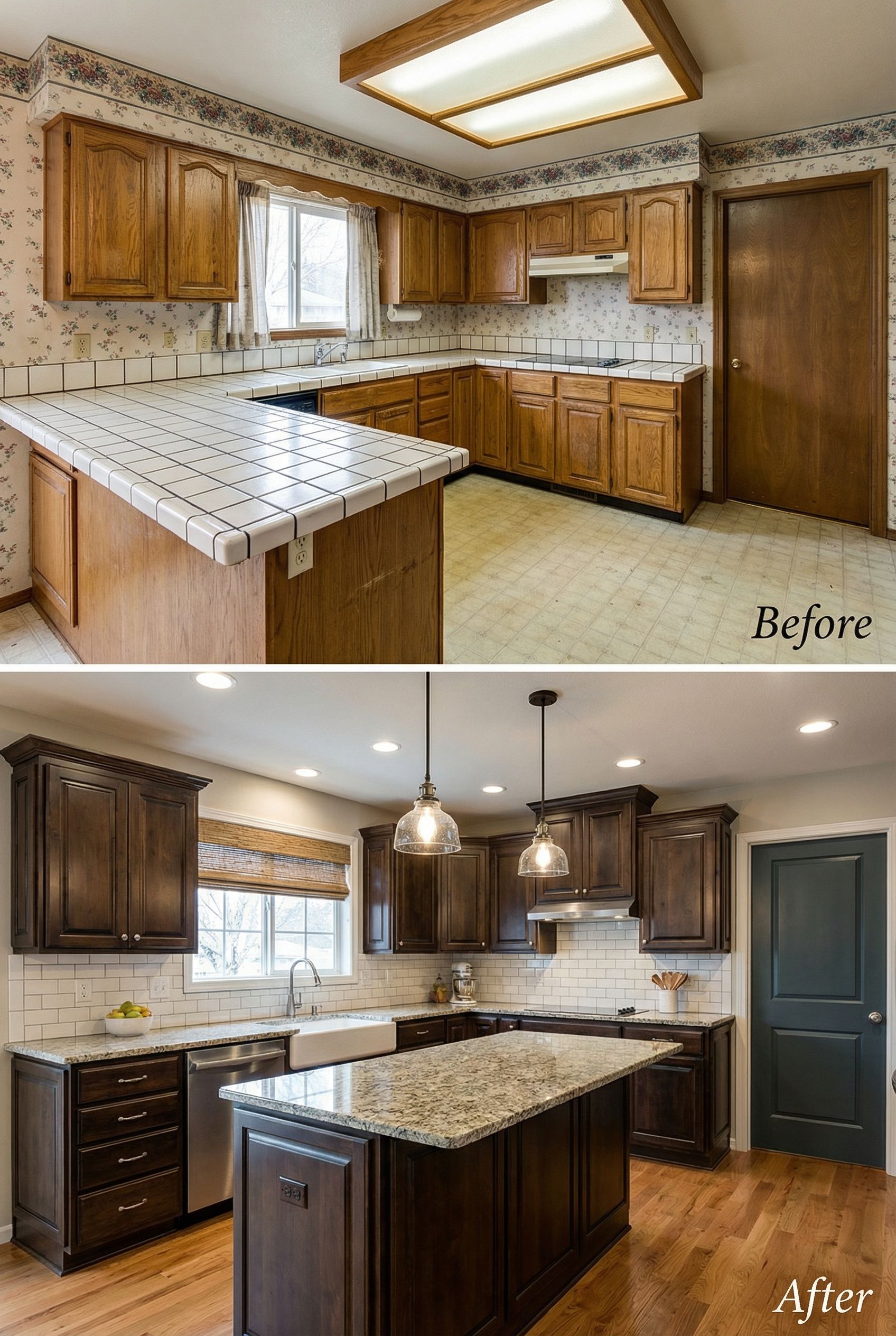 '90s White Melamine Kitchen → English Cottage Old World