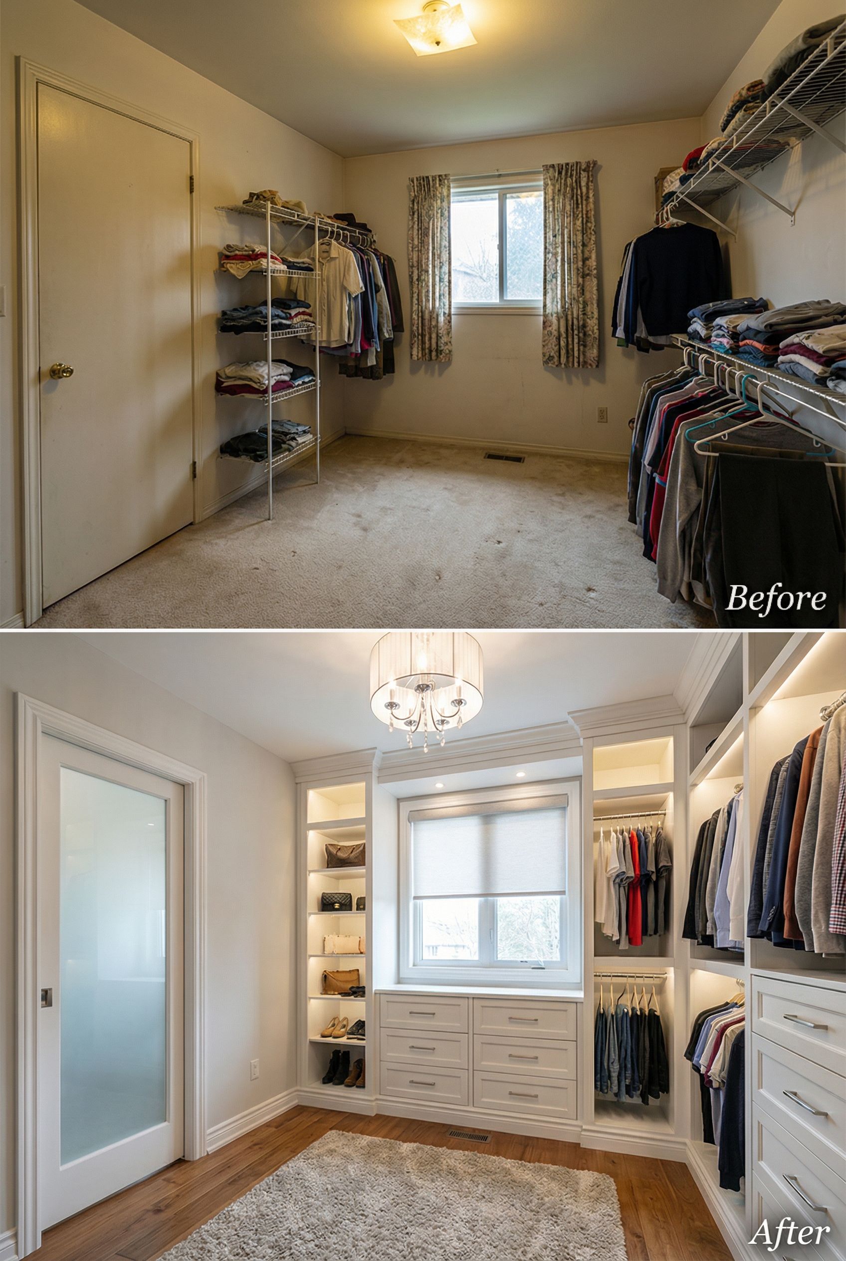 '90s Wire Shelving Closet → Custom Built-In Organizer