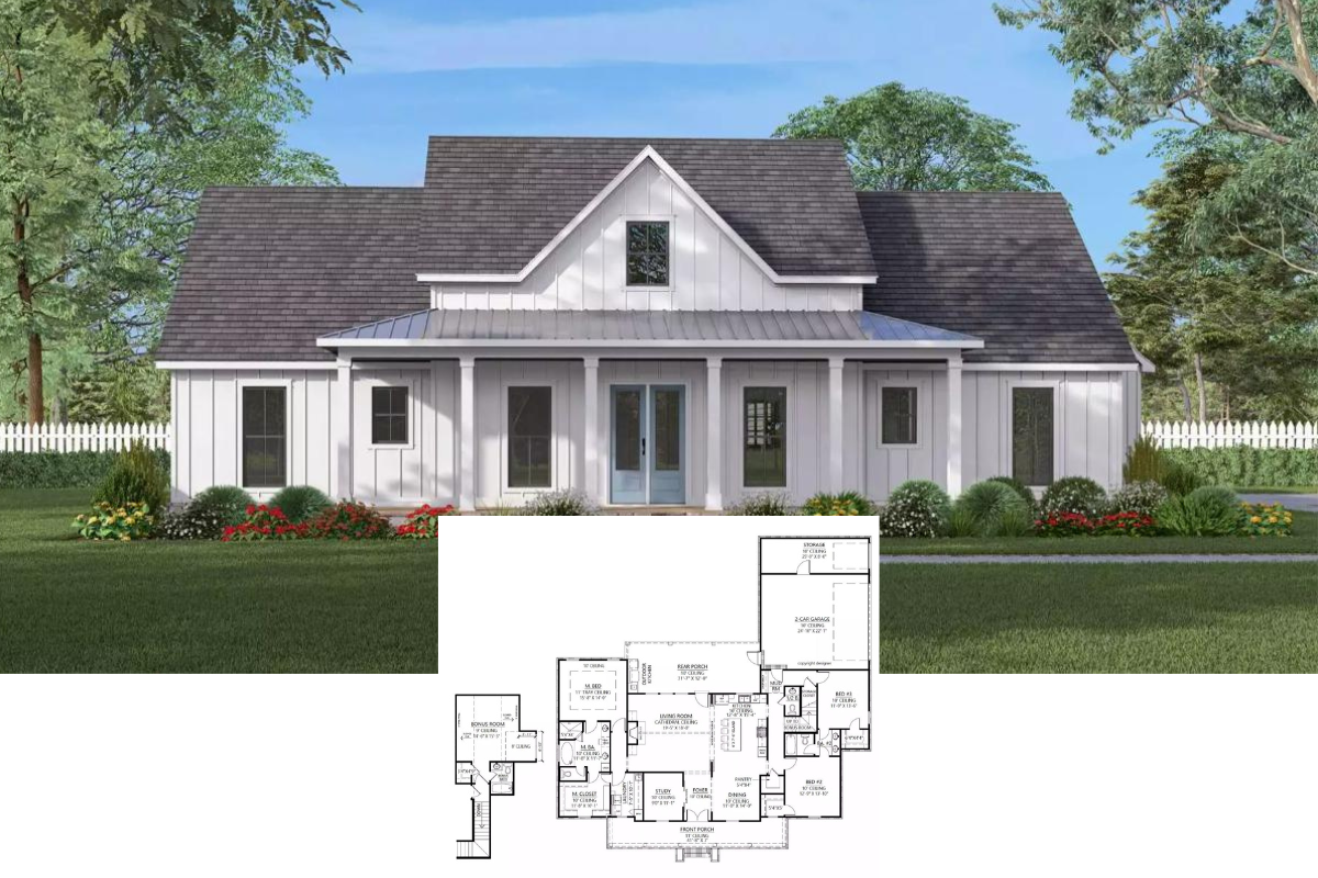 Summerset 3-Bedroom Farmhouse-Style with Covered Front and Rear Porch (Floor Plan)