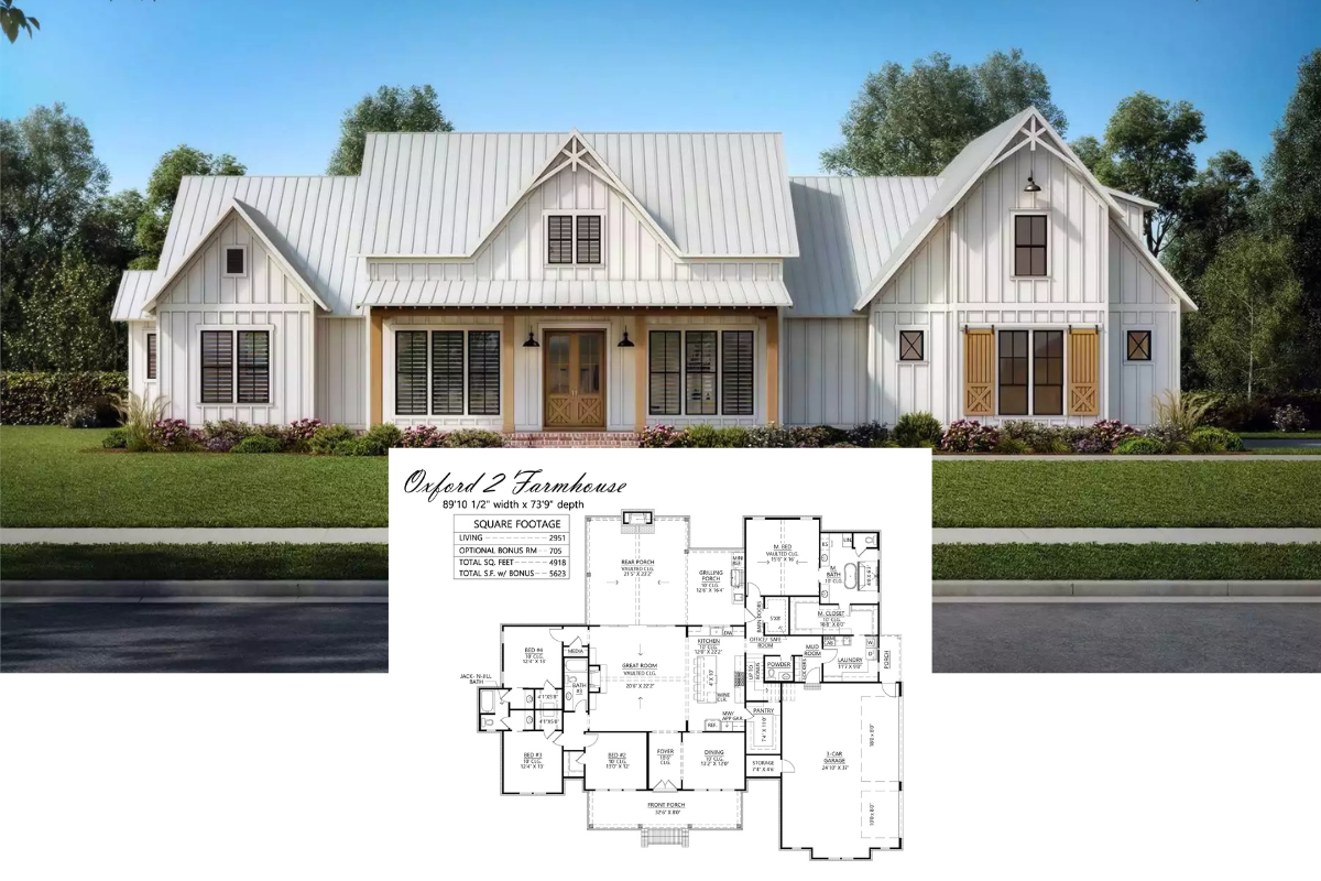 Oxford 2 4-Bedroom Modern Farmhouse-Style with Open-Concept Layout and Bonus Room (Floor Plan)