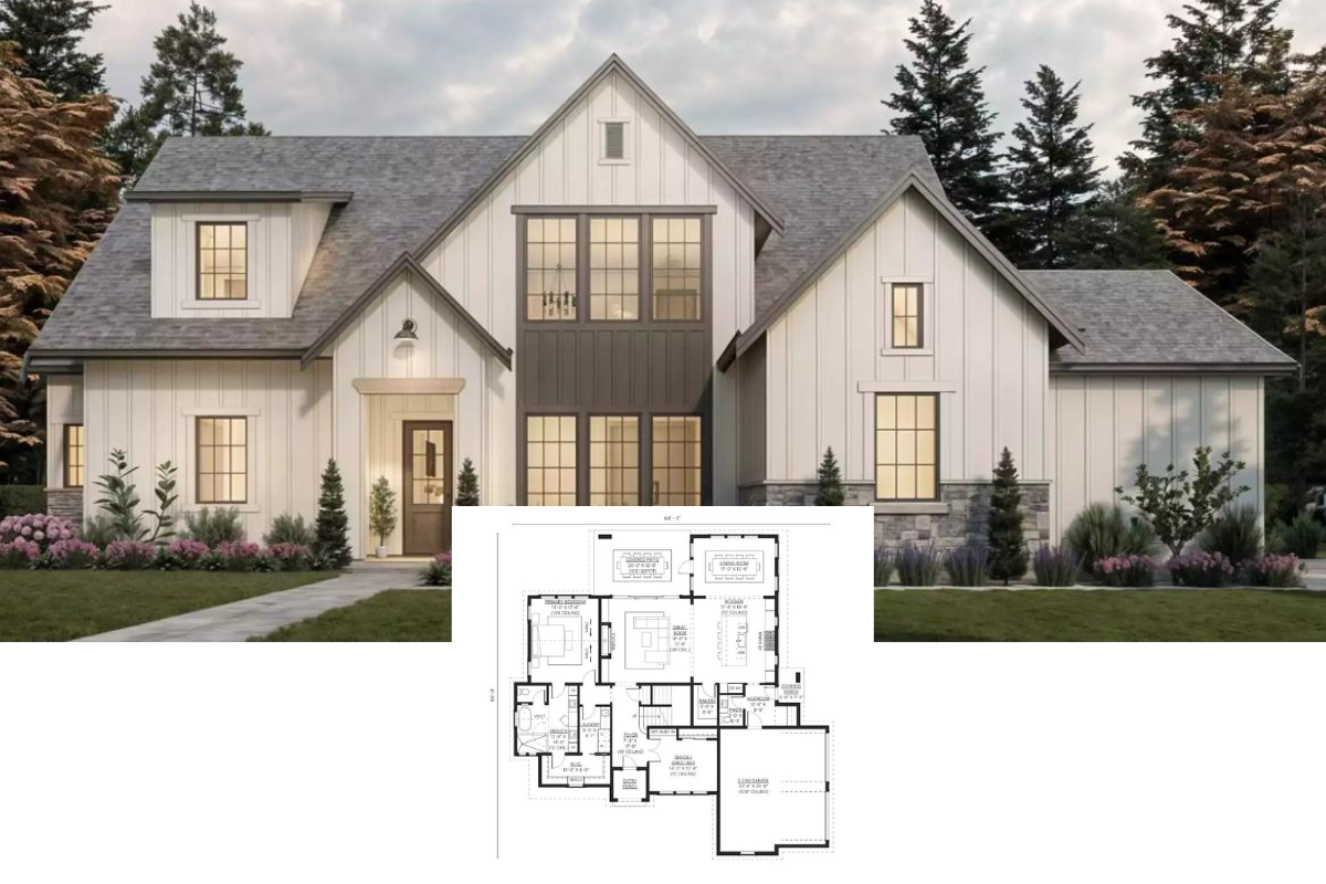Palmetto 4-Bedroom Traditional-Style for a Corner Lot with Covered Front Porch and 2-Car Side Entry Garage (Floor Plan)