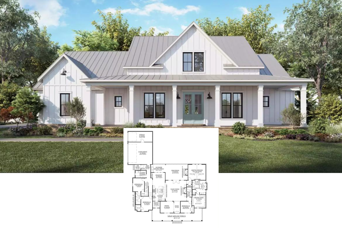 Cotton Grove 4-Bedroom Farmhouse Style with Wraparound Porch and Bonus Room (Floor Plan)
