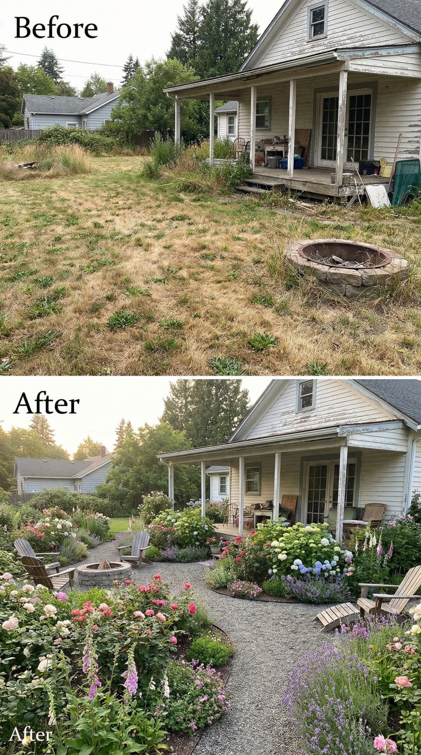 Bare Backyard → Mediterranean Olive Tree Courtyard