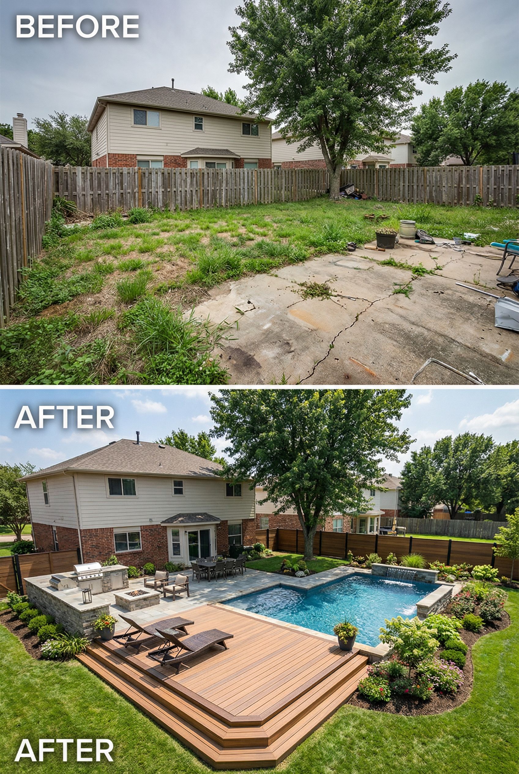 Bare Dirt Backyard → Lush Tropical Landscape