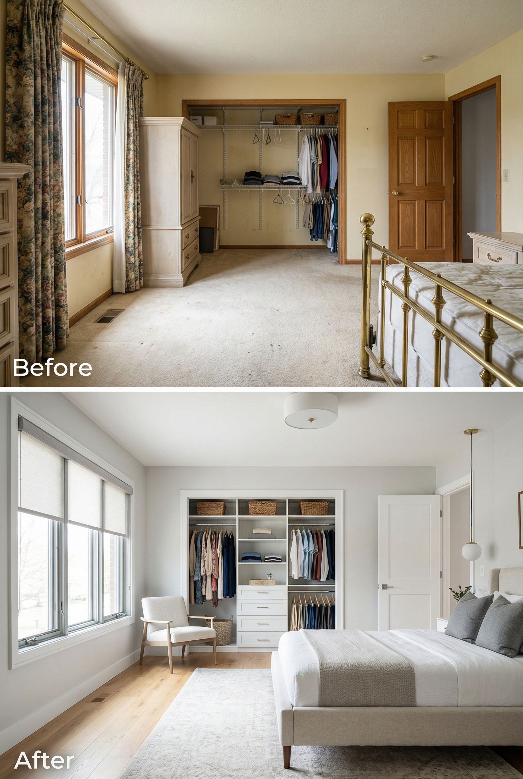 Basic Hall Closet → Stylish Coat Closet with Backlit Shelves
