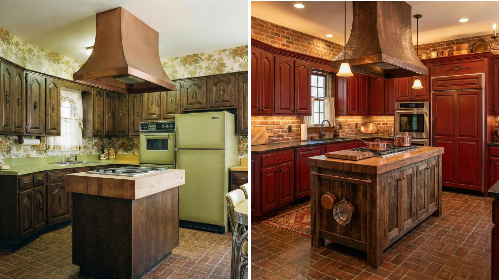 32 Before and After Kitchen Transformations: From Dated to Gorgeous Luxury Rustic Red Kitchen Designs